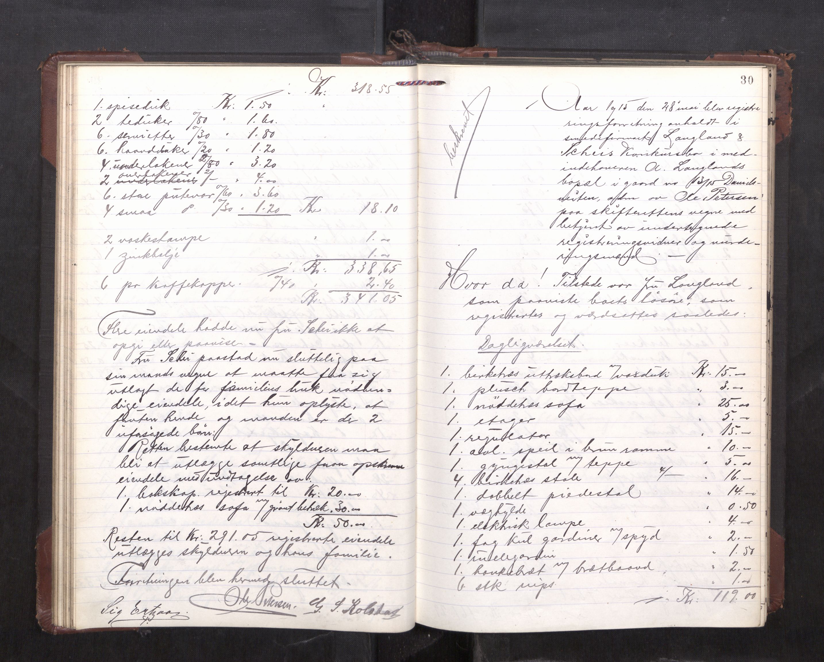 Trondheim byfogd, AV/SAT-A-0003/1/3/3C/L0036: Skifteregistreringsprotokoll - 14/4-24/9. (u/ register), 1915-1918, p. 30