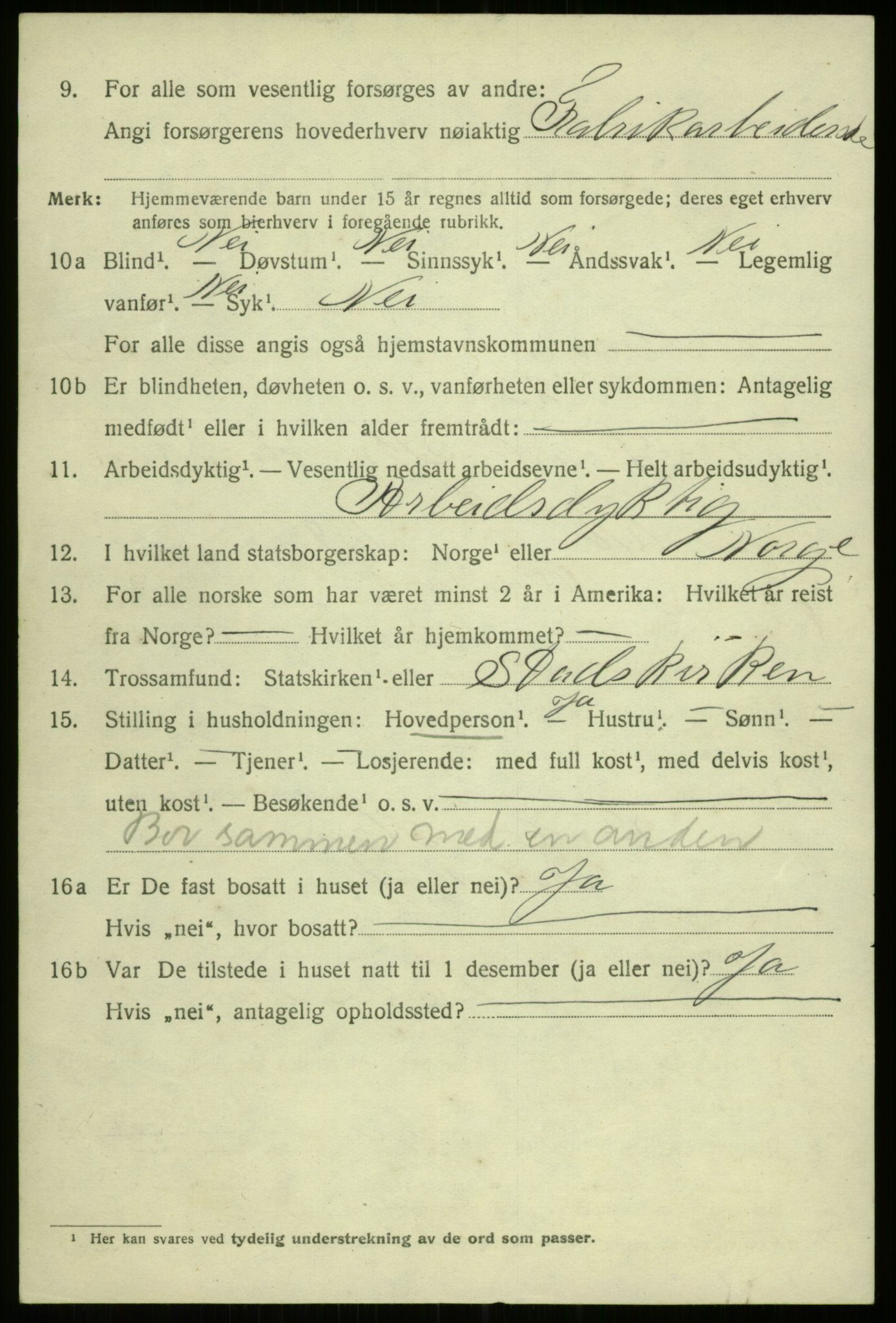 SAB, 1920 census for Bergen, 1920, p. 219382