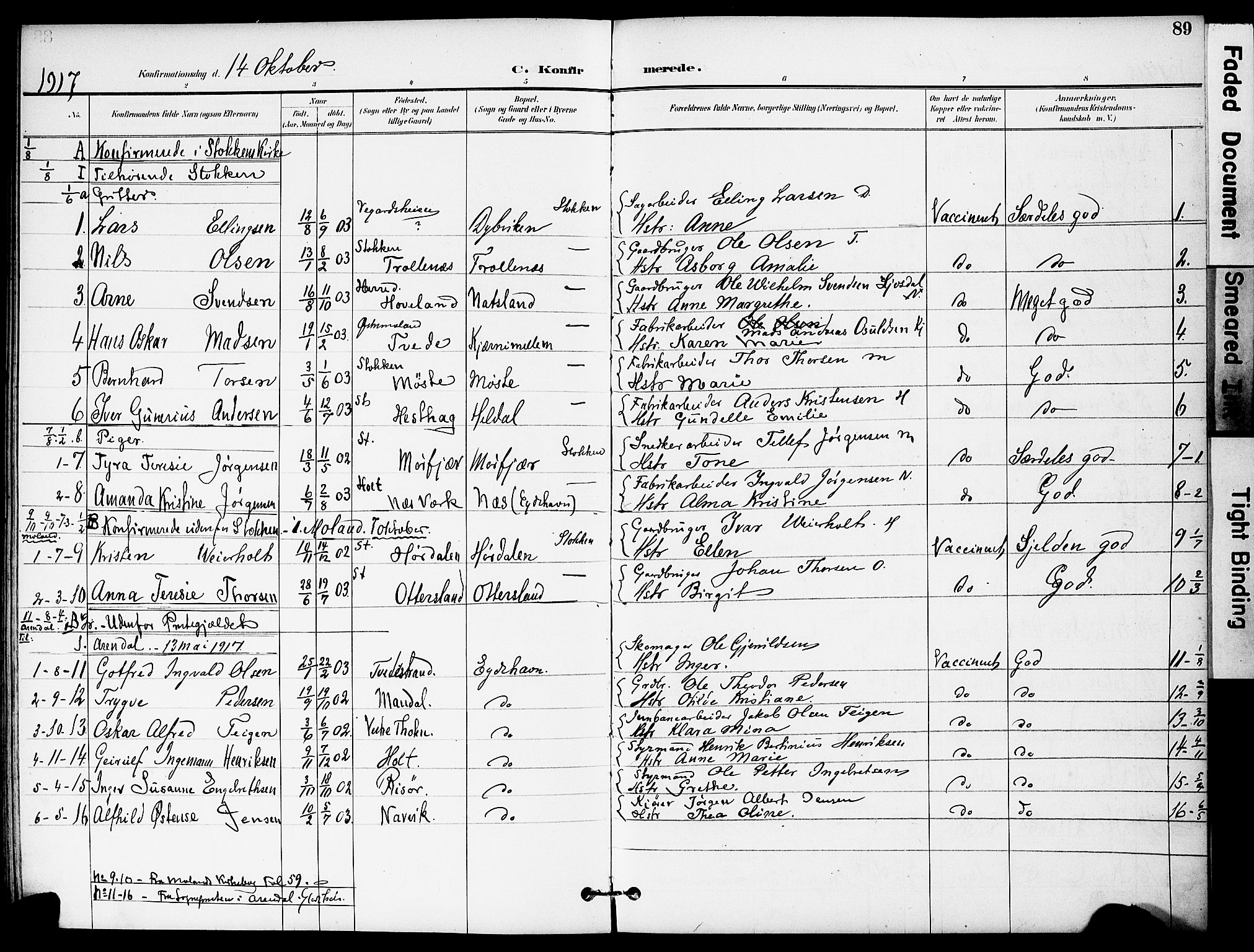 Austre Moland sokneprestkontor, SAK/1111-0001/F/Fa/Fab/L0002: Parish register (official) no. A 2, 1894-1919, p. 89
