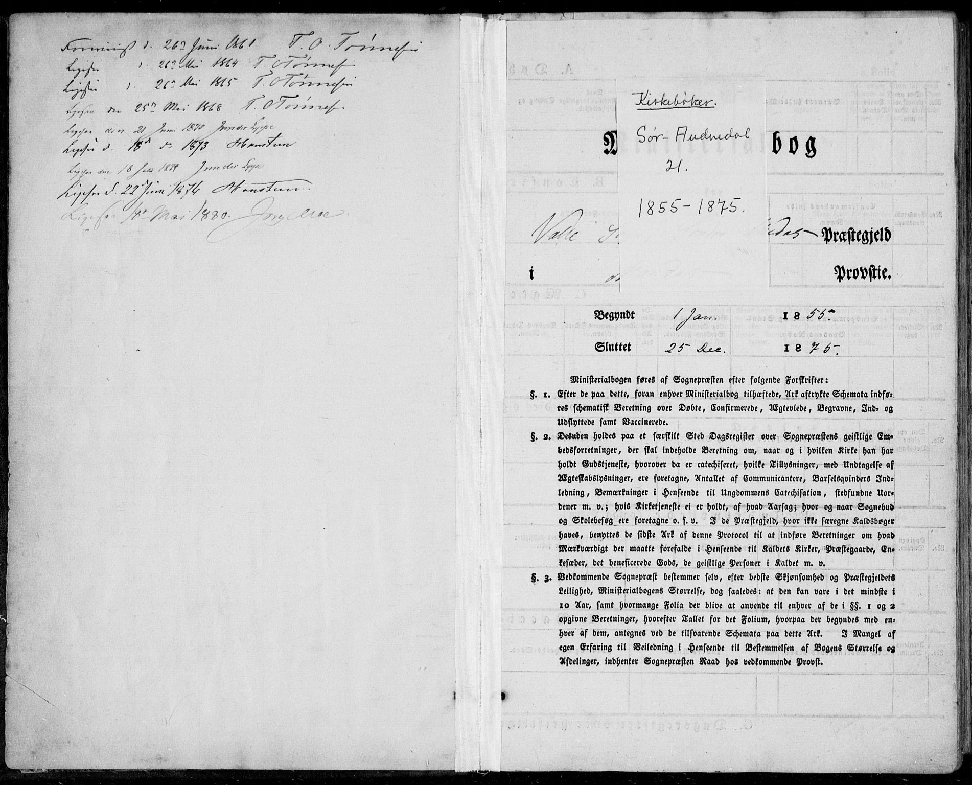 Sør-Audnedal sokneprestkontor, SAK/1111-0039/F/Fa/Fab/L0007: Parish register (official) no. A 7, 1855-1876