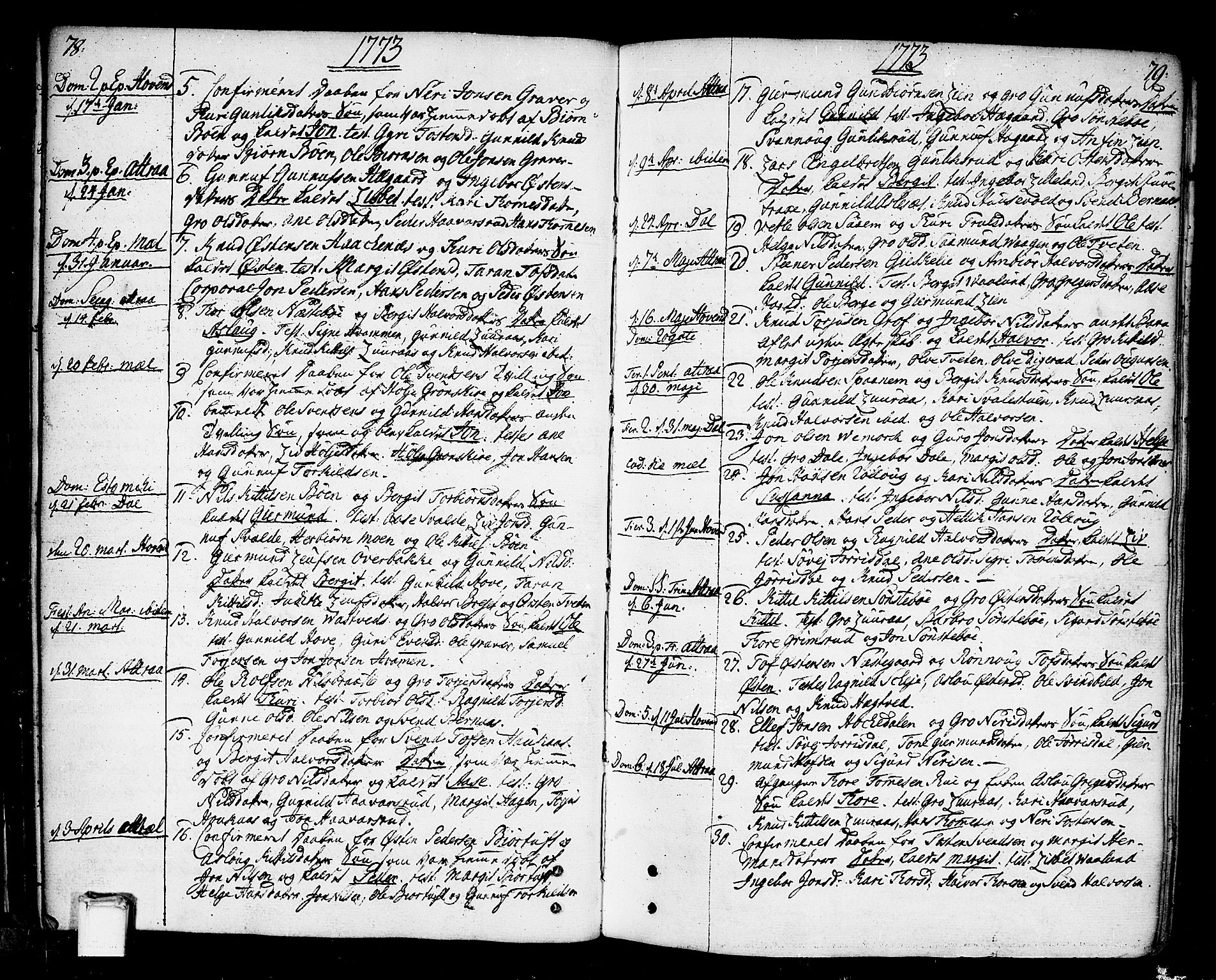 Tinn kirkebøker, AV/SAKO-A-308/F/Fa/L0002: Parish register (official) no. I 2, 1757-1810, p. 78-79