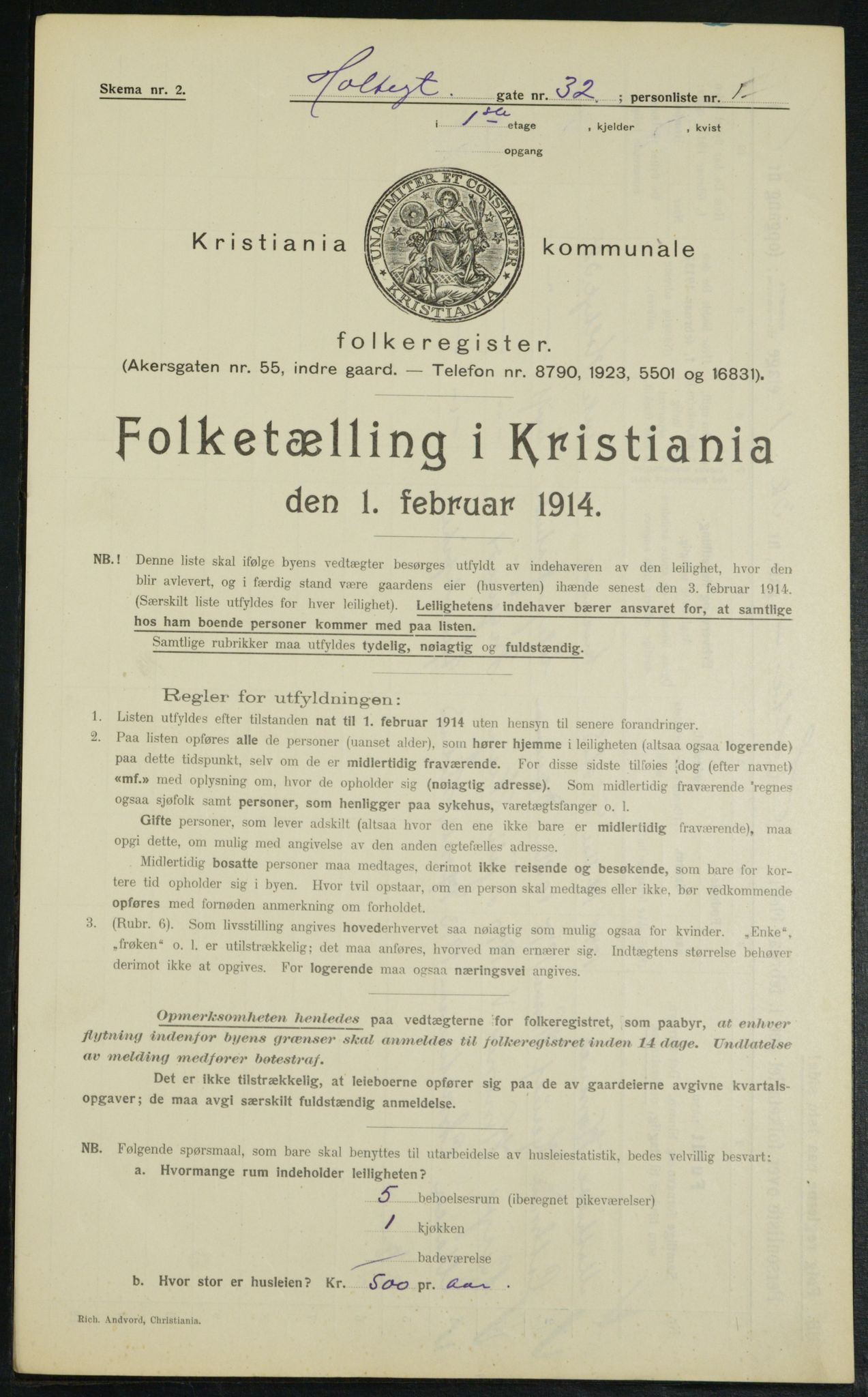 OBA, Municipal Census 1914 for Kristiania, 1914, p. 41440