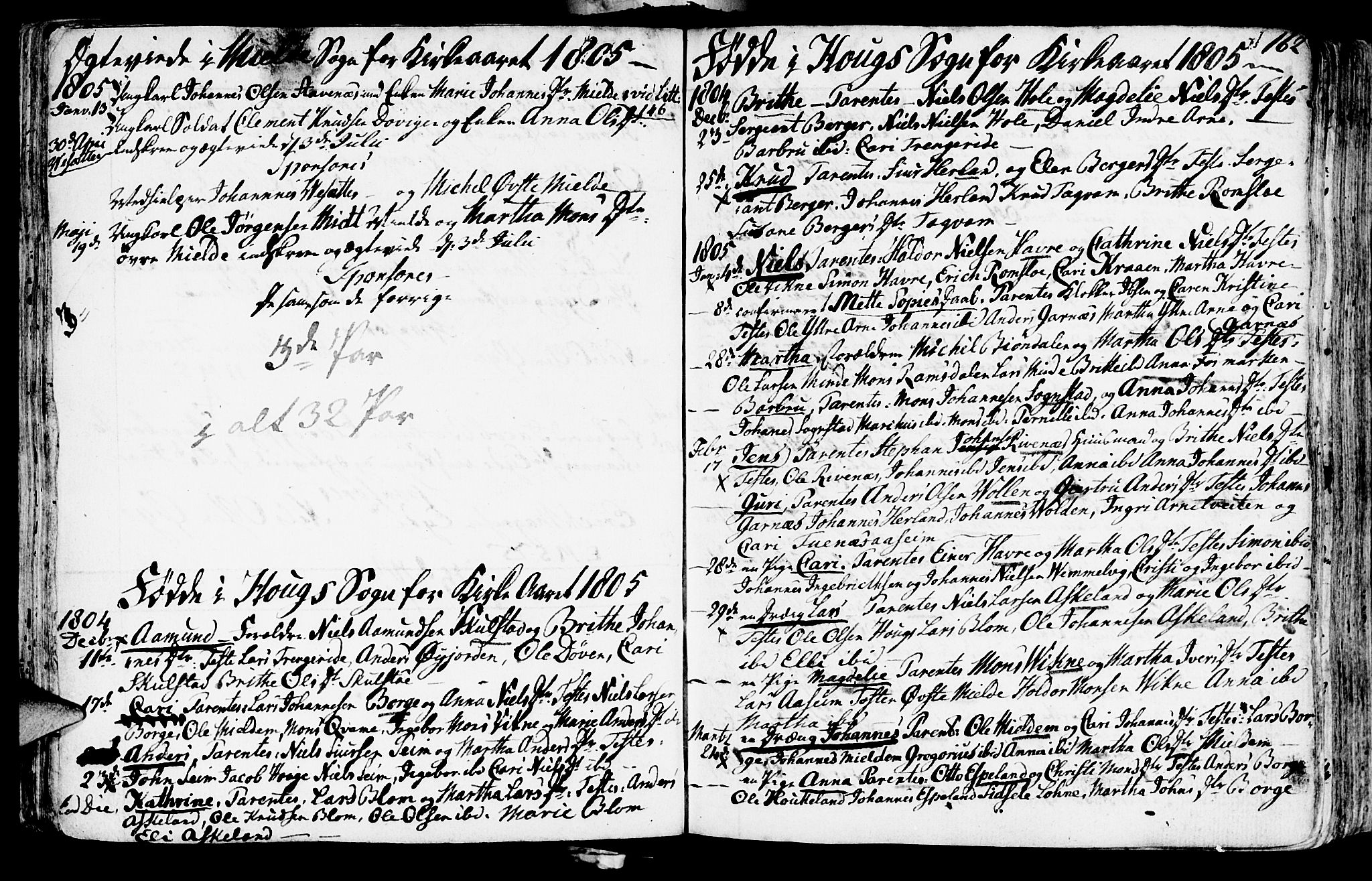 Haus sokneprestembete, AV/SAB-A-75601/H/Haa: Parish register (official) no. A 11, 1796-1816, p. 162