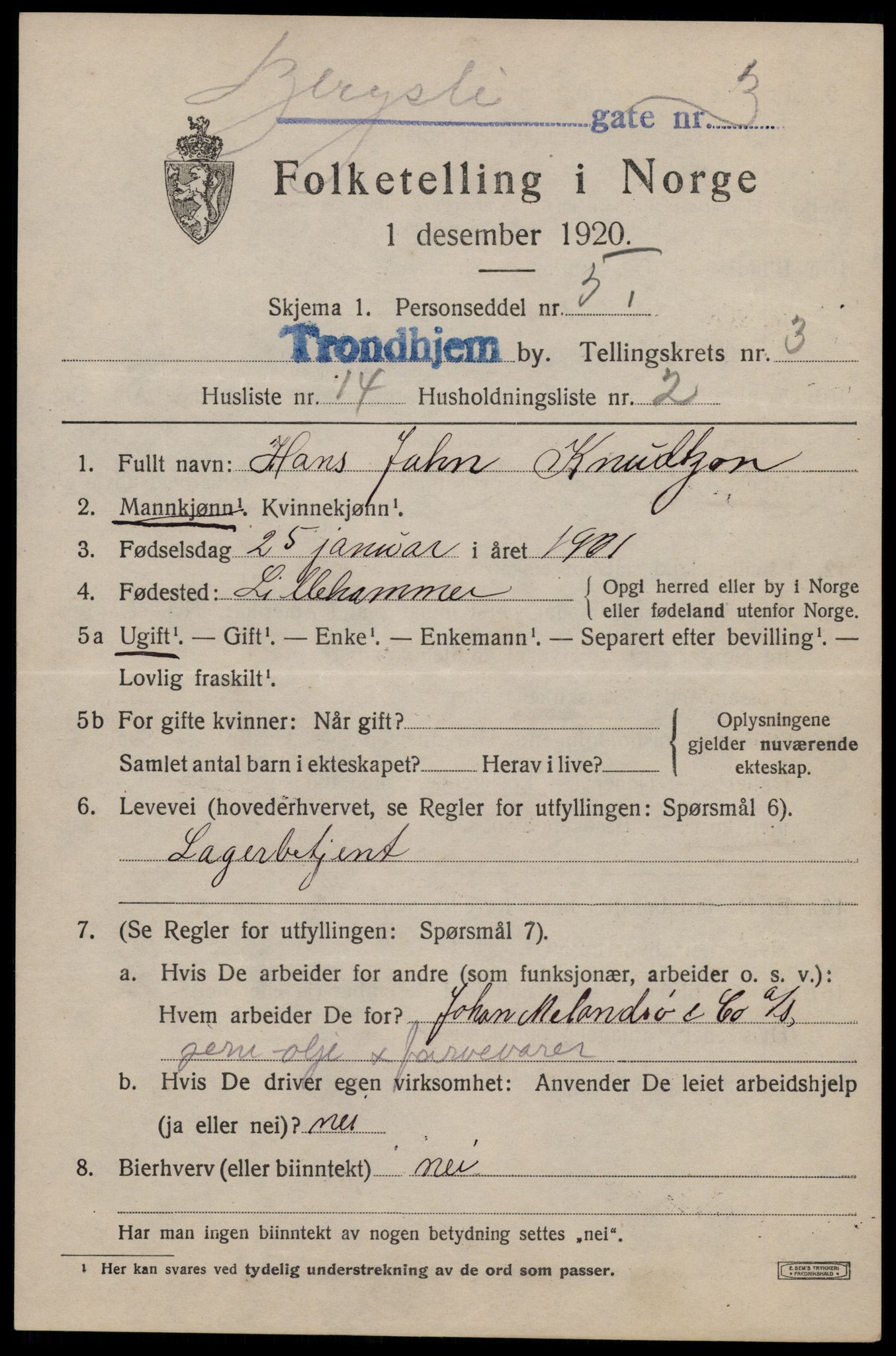 SAT, 1920 census for Trondheim, 1920, p. 35856