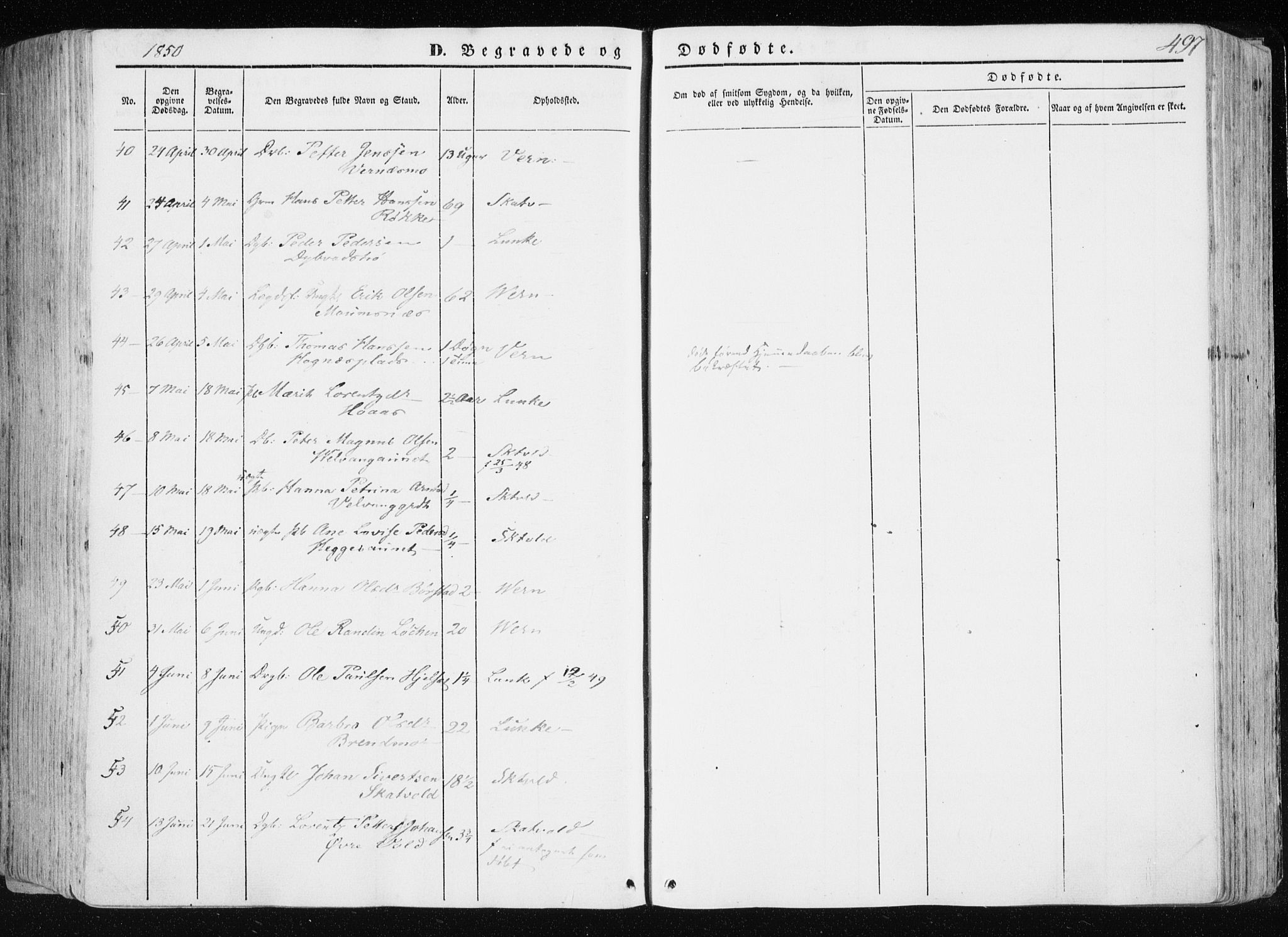 Ministerialprotokoller, klokkerbøker og fødselsregistre - Nord-Trøndelag, AV/SAT-A-1458/709/L0074: Parish register (official) no. 709A14, 1845-1858, p. 497