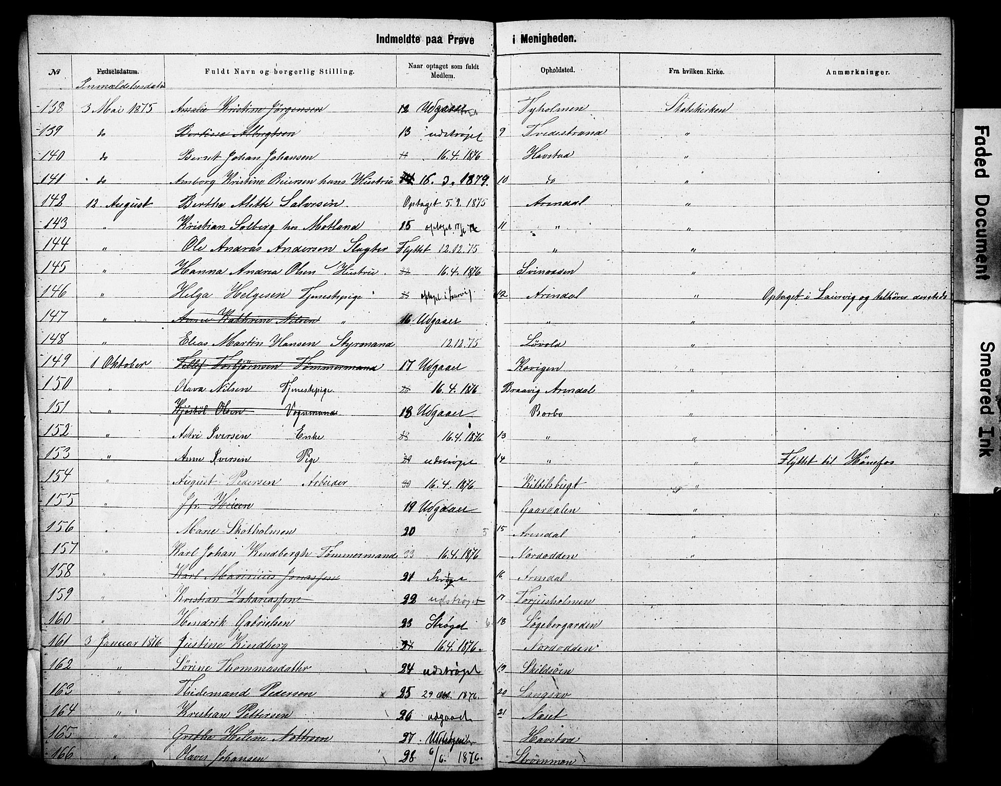 Metodistmenigheten, Arendal, AV/SAK-1292-0011/F/Fa/L0002: Dissenter register no. F-3, 1867-1884