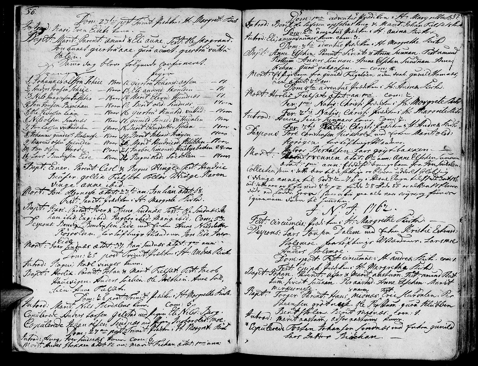 Ministerialprotokoller, klokkerbøker og fødselsregistre - Sør-Trøndelag, SAT/A-1456/630/L0489: Parish register (official) no. 630A02, 1757-1794, p. 56-57
