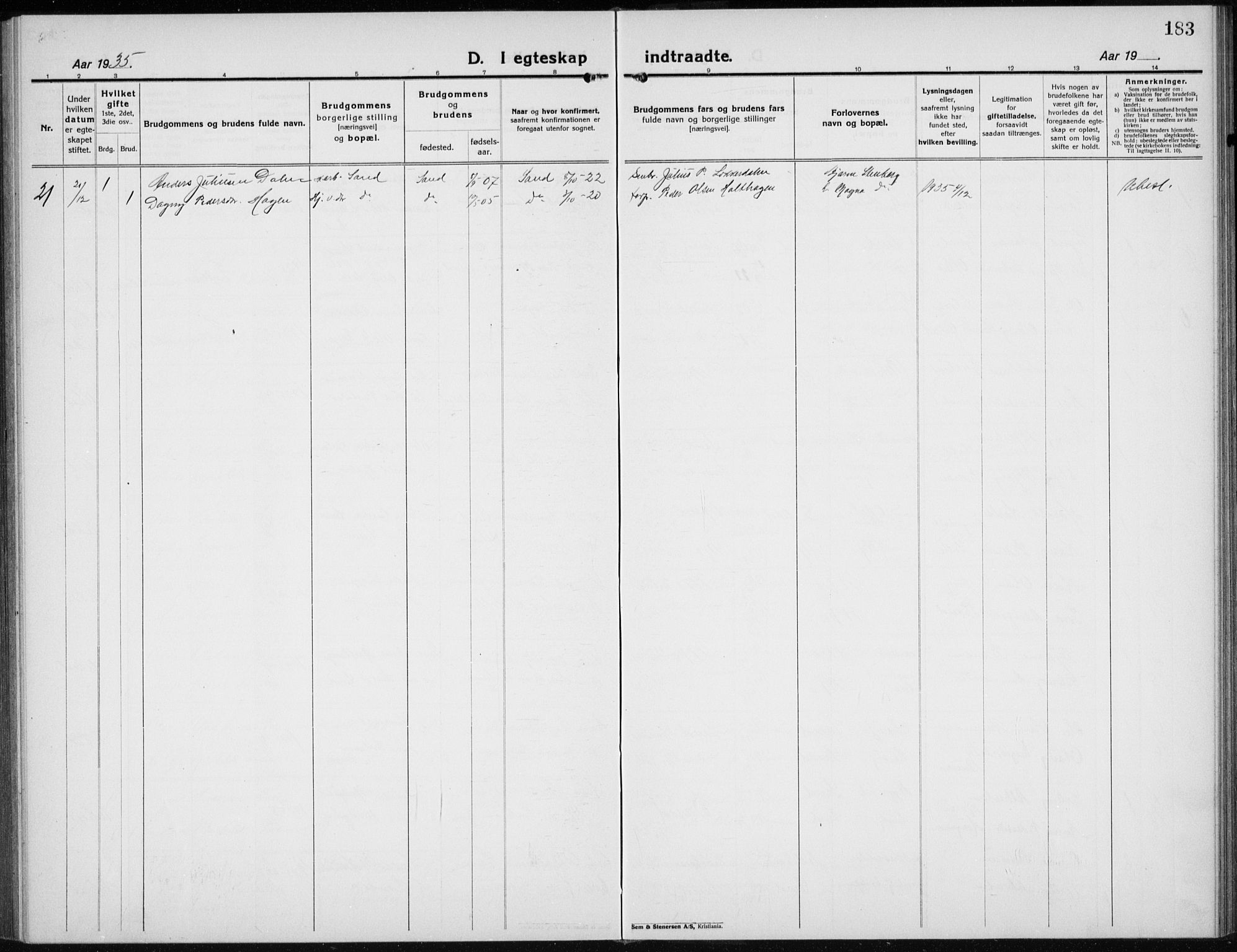 Nord-Odal prestekontor, SAH/PREST-032/H/Ha/Hab/L0005: Parish register (copy) no. 5, 1924-1938, p. 183