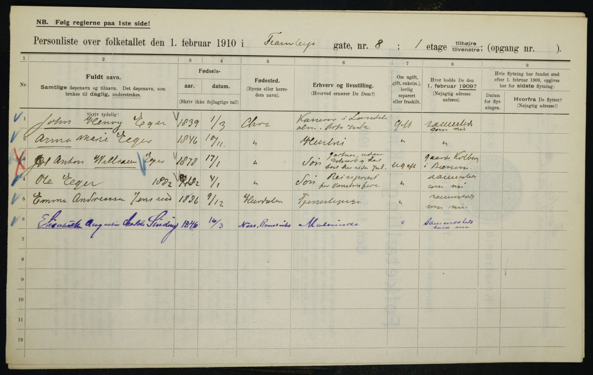 OBA, Municipal Census 1910 for Kristiania, 1910, p. 22528