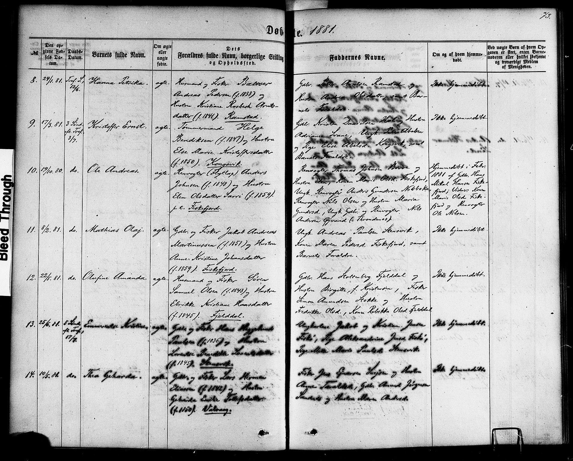 Ministerialprotokoller, klokkerbøker og fødselsregistre - Nordland, AV/SAT-A-1459/865/L0923: Parish register (official) no. 865A01, 1864-1884, p. 73