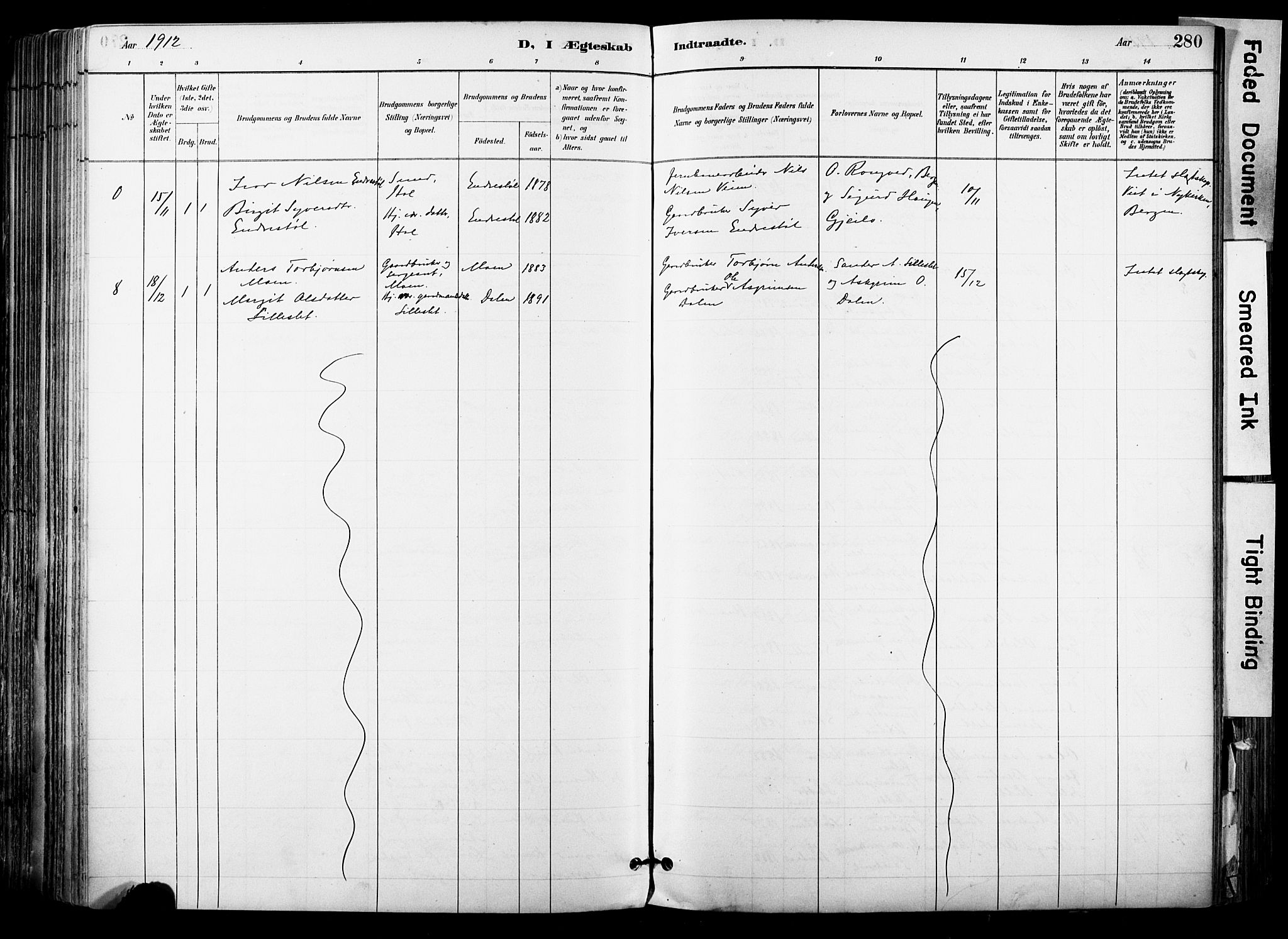 Hol kirkebøker, SAKO/A-227/F/Fa/L0003: Parish register (official) no. I 3, 1887-1918, p. 280