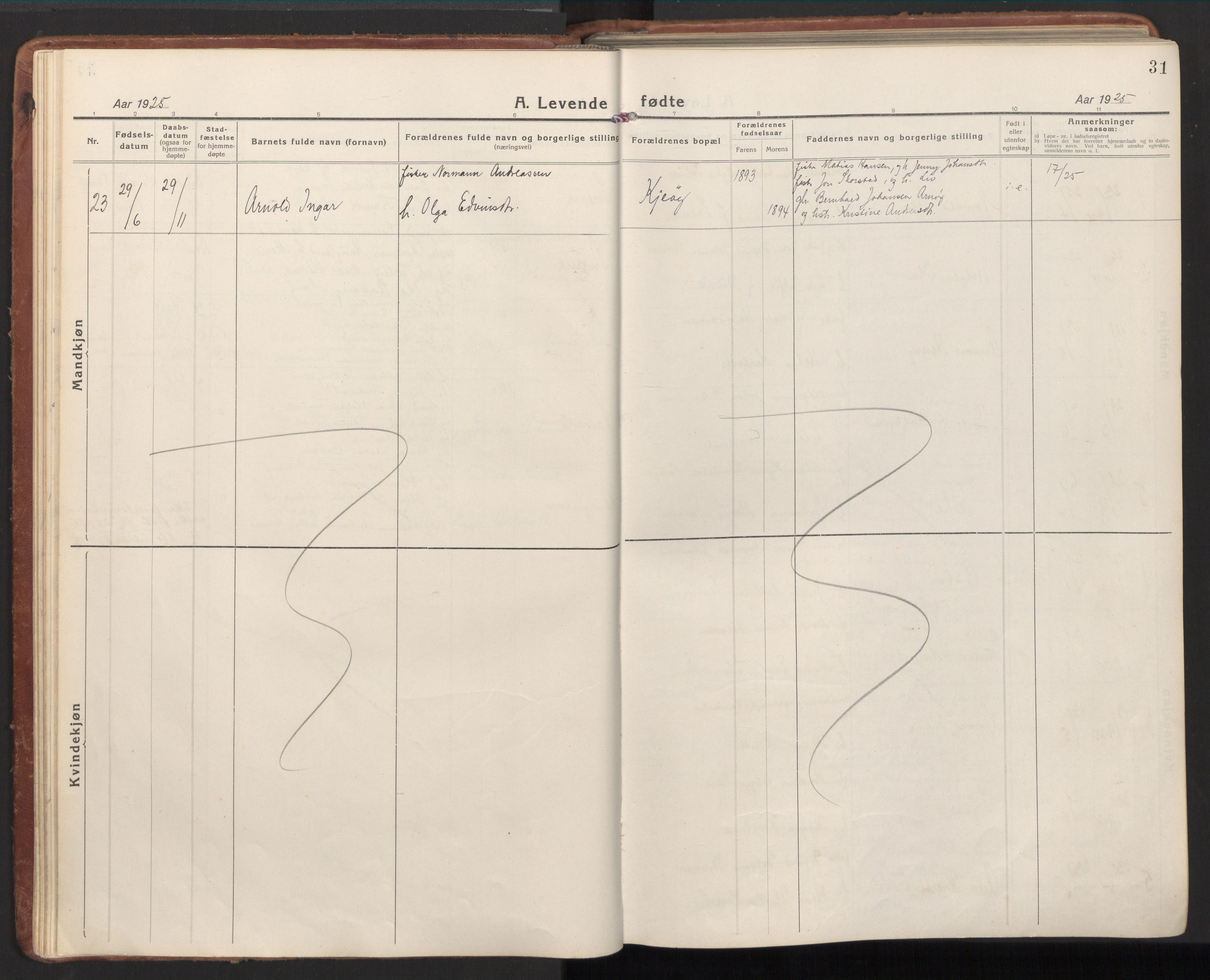 Ministerialprotokoller, klokkerbøker og fødselsregistre - Nord-Trøndelag, SAT/A-1458/784/L0678: Parish register (official) no. 784A13, 1921-1938, p. 31