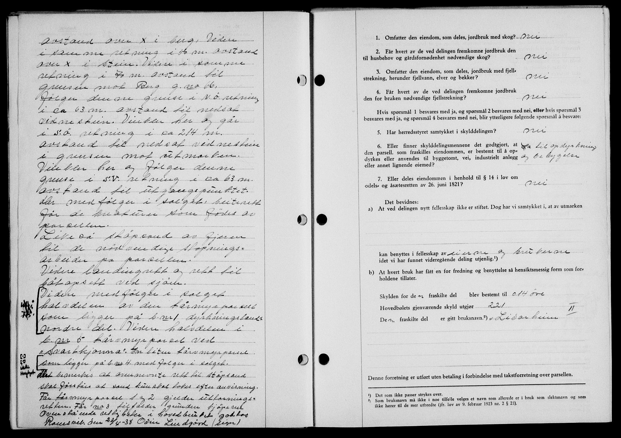 Lofoten sorenskriveri, AV/SAT-A-0017/1/2/2C/L0004a: Mortgage book no. 4a, 1938-1938, Diary no: : 838/1938