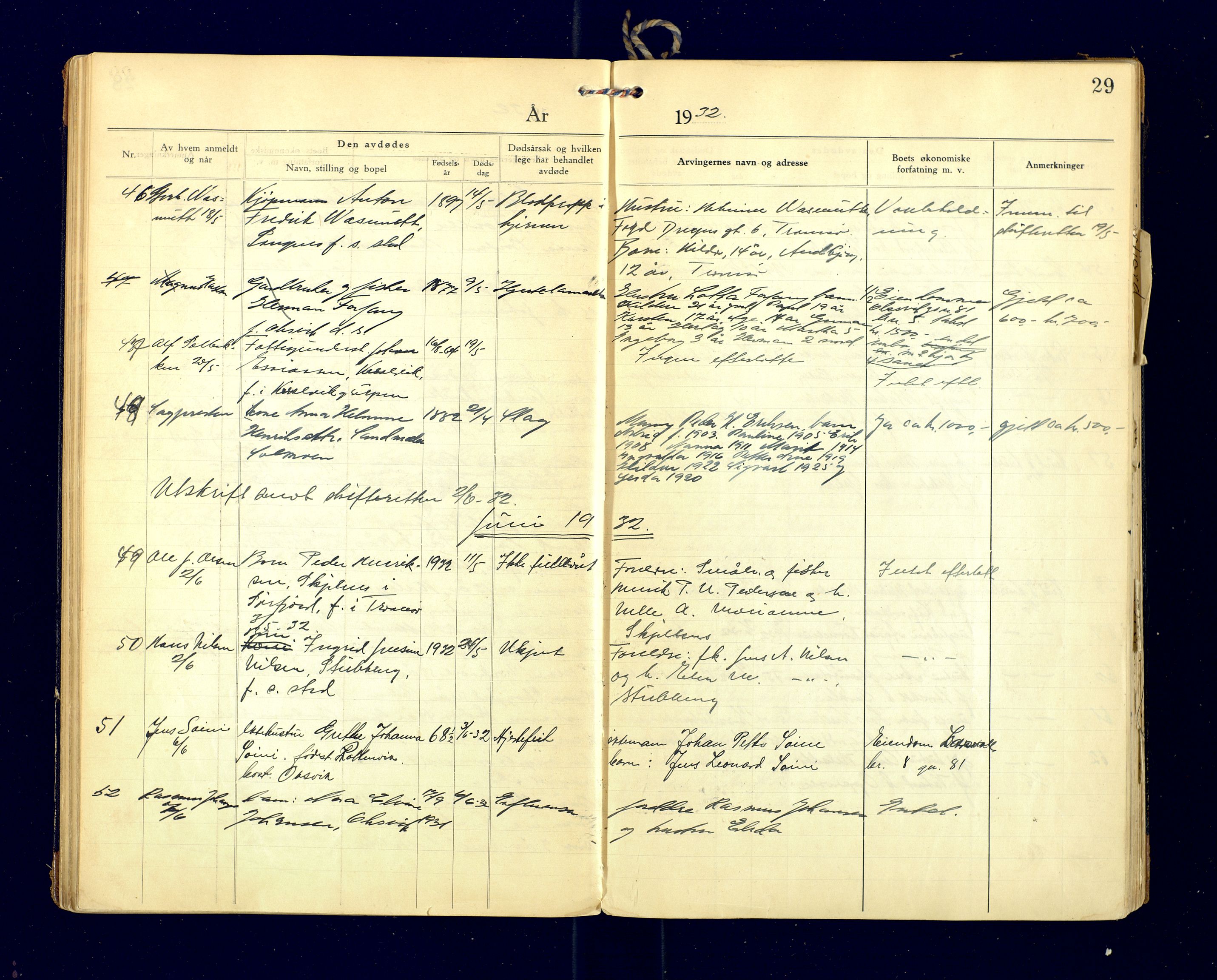 Lyngen lensmannskontor, AV/SATØ-SATO-99/F/Fg/Fga/L0086: Dødsfallsprotokoll for Lyngen lensmannsdistrikt, 1929-1935, p. 29