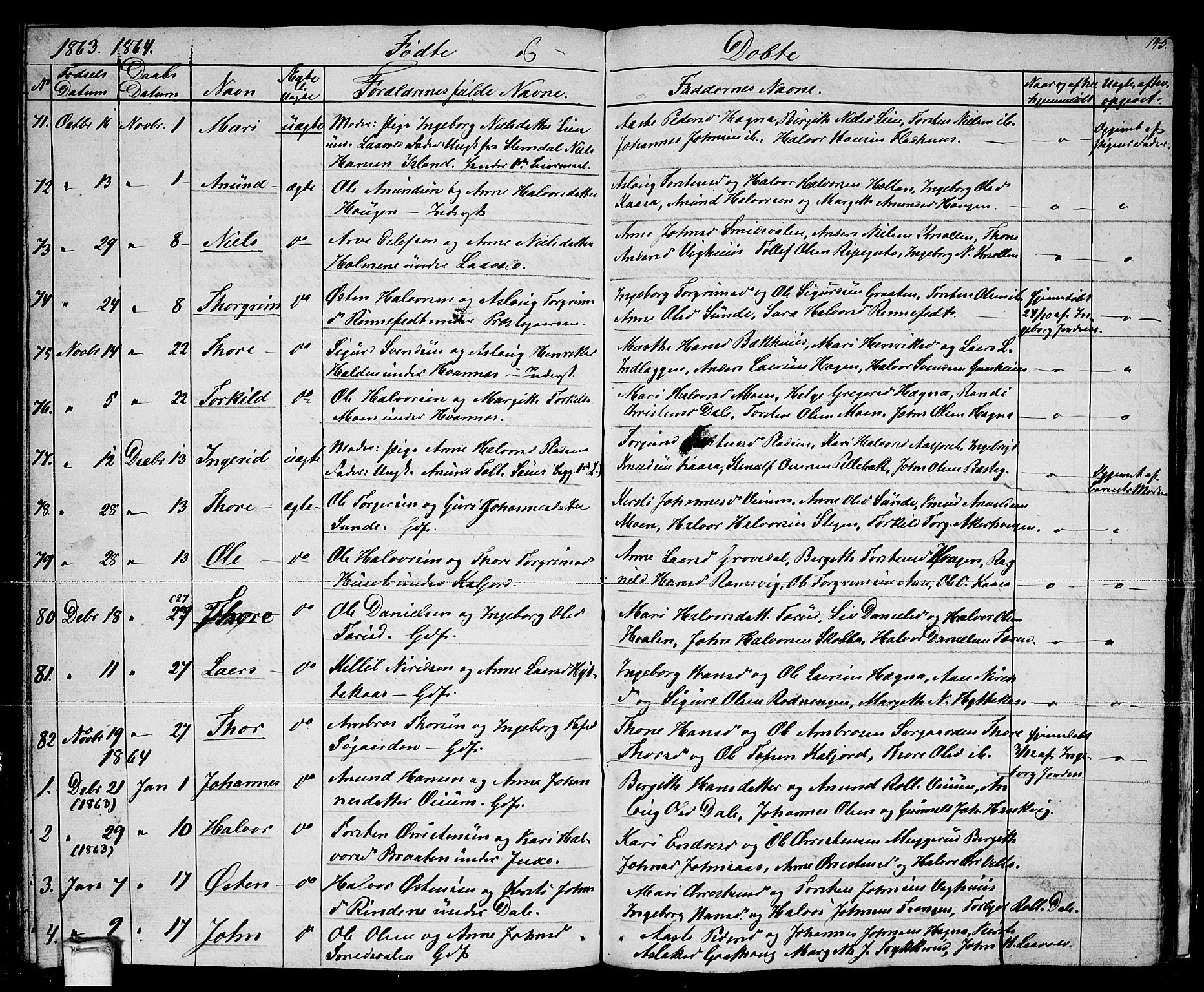 Sauherad kirkebøker, AV/SAKO-A-298/G/Ga/L0002: Parish register (copy) no. I 2, 1842-1866, p. 145