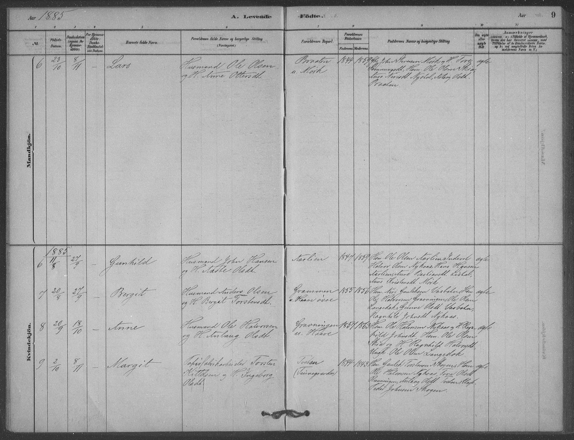 Heddal kirkebøker, SAKO/A-268/F/Fb/L0002: Parish register (official) no. II 2, 1878-1913, p. 9