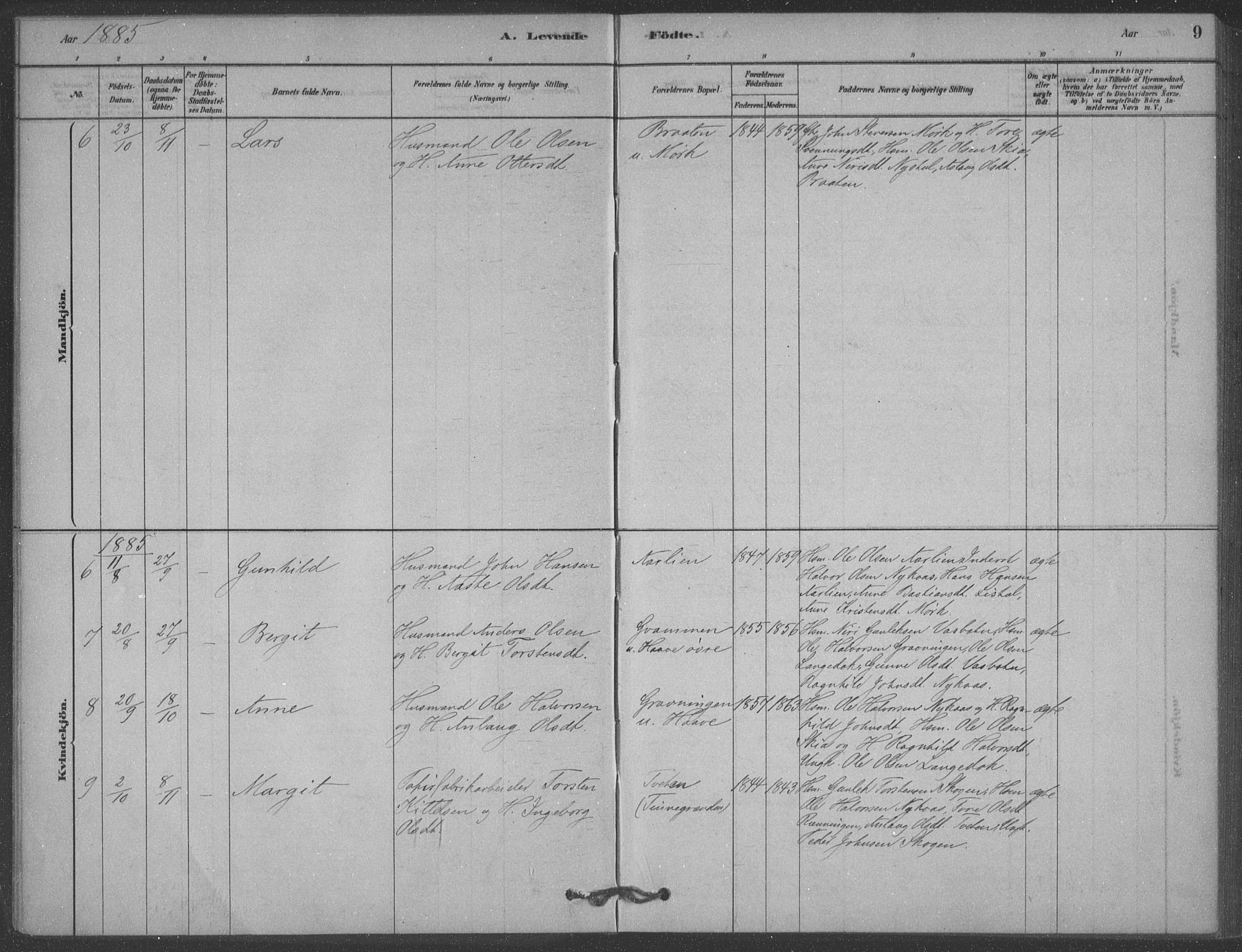 Heddal kirkebøker, AV/SAKO-A-268/F/Fb/L0002: Parish register (official) no. II 2, 1878-1913, p. 9