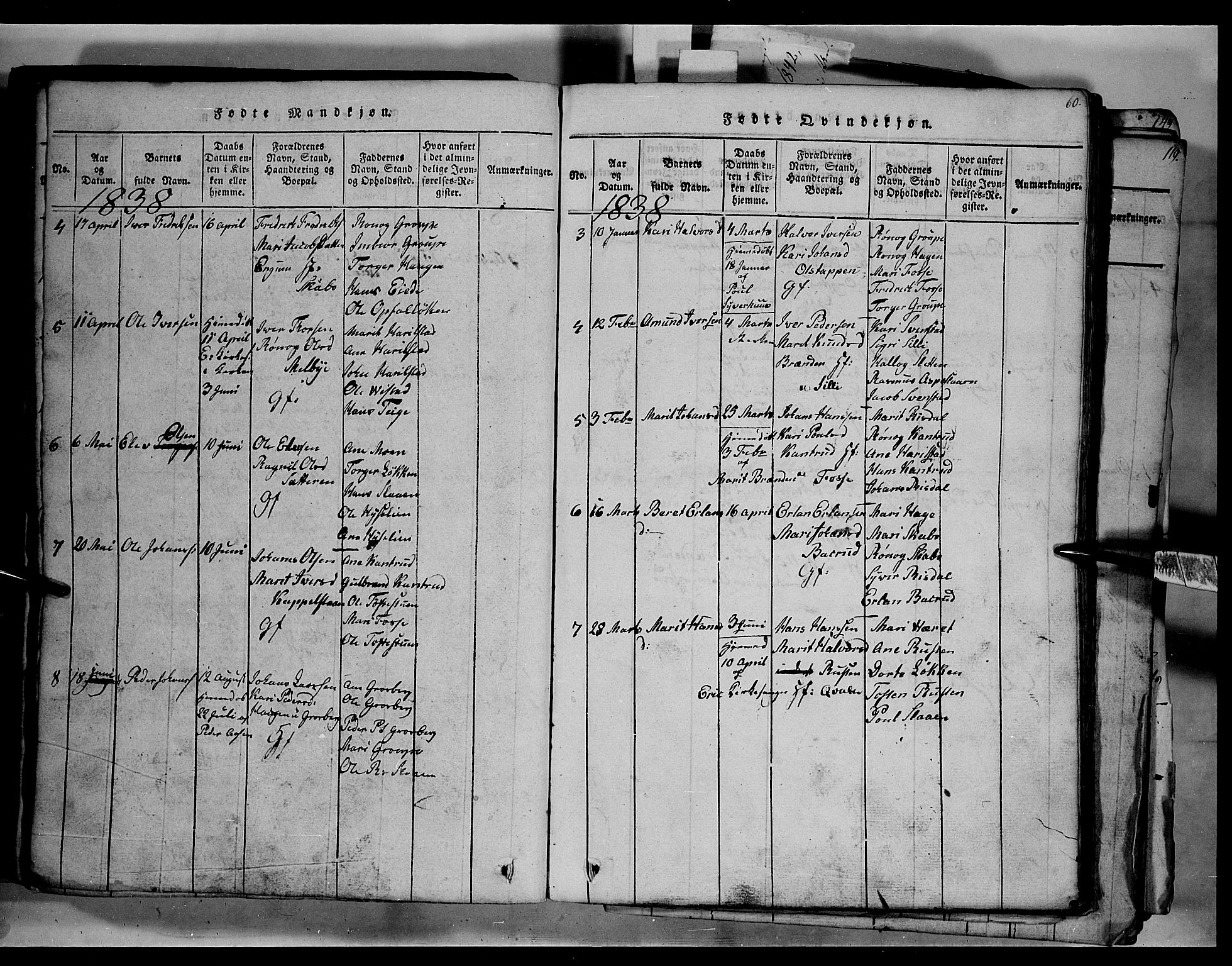 Fron prestekontor, SAH/PREST-078/H/Ha/Hab/L0003: Parish register (copy) no. 3, 1816-1850, p. 60