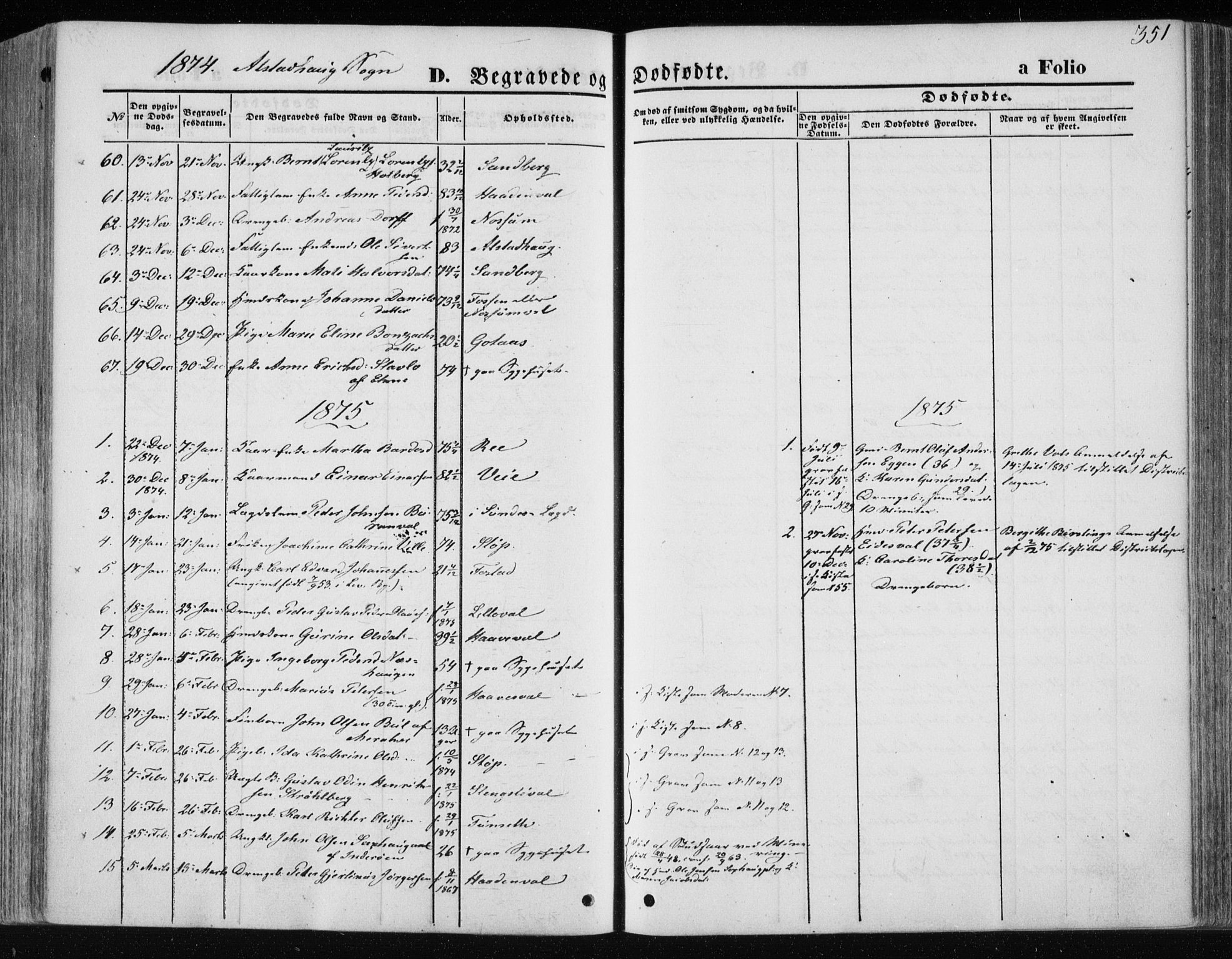 Ministerialprotokoller, klokkerbøker og fødselsregistre - Nord-Trøndelag, SAT/A-1458/717/L0157: Parish register (official) no. 717A08 /1, 1863-1877, p. 351