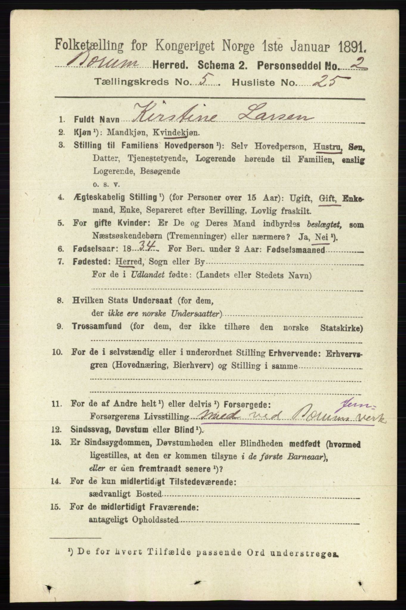 RA, 1891 census for 0219 Bærum, 1891, p. 3141