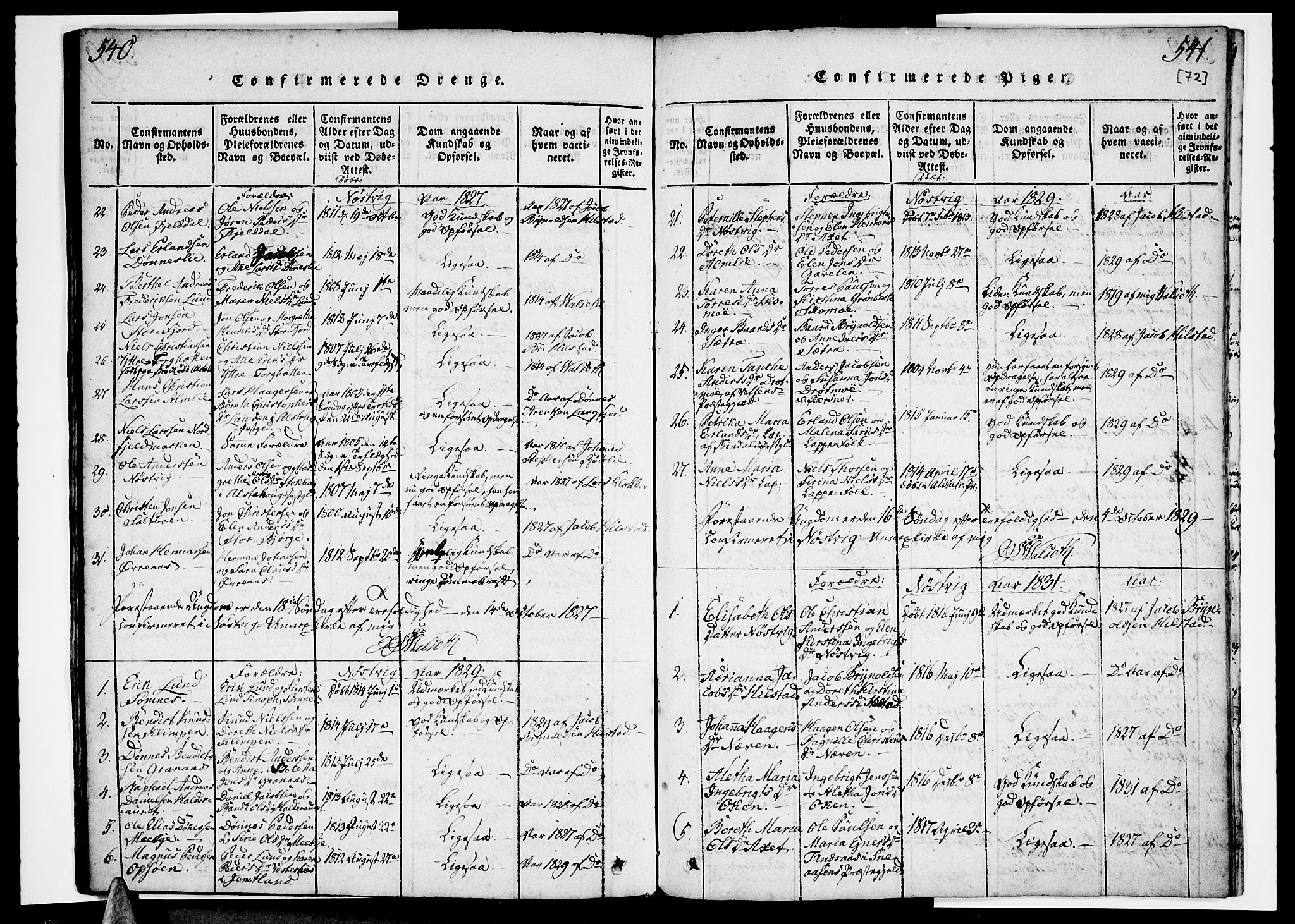 Ministerialprotokoller, klokkerbøker og fødselsregistre - Nordland, SAT/A-1459/814/L0223: Parish register (official) no. 814A04, 1820-1833, p. 540-541