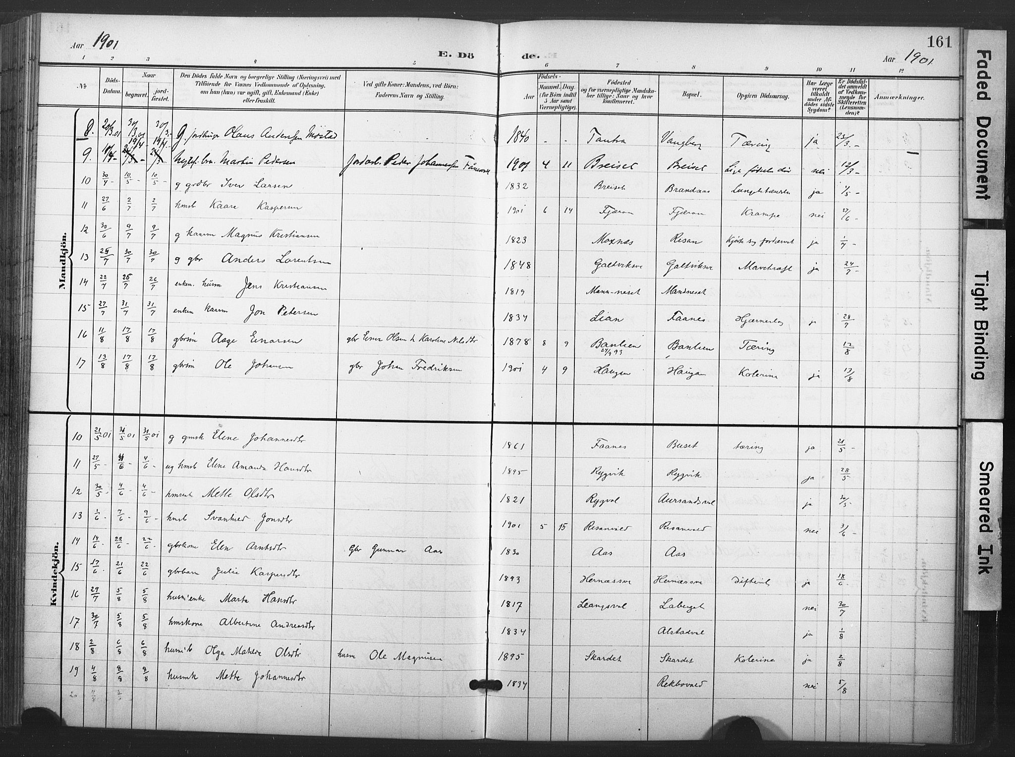 Ministerialprotokoller, klokkerbøker og fødselsregistre - Nord-Trøndelag, SAT/A-1458/713/L0122: Parish register (official) no. 713A11, 1899-1910, p. 161