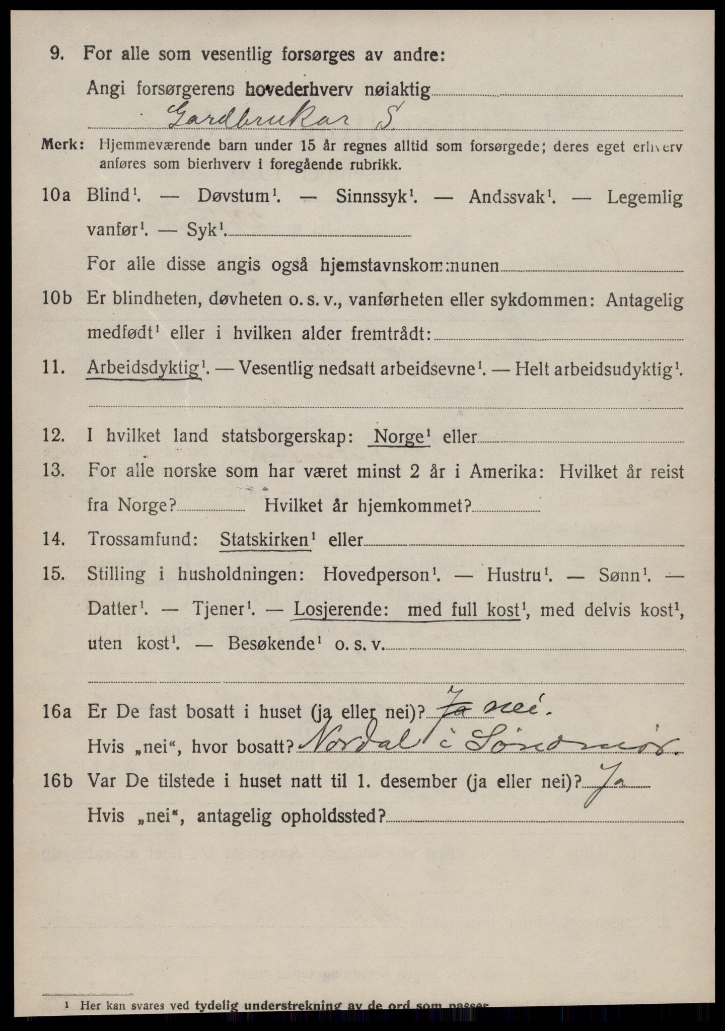 SAT, 1920 census for Ulstein, 1920, p. 2119