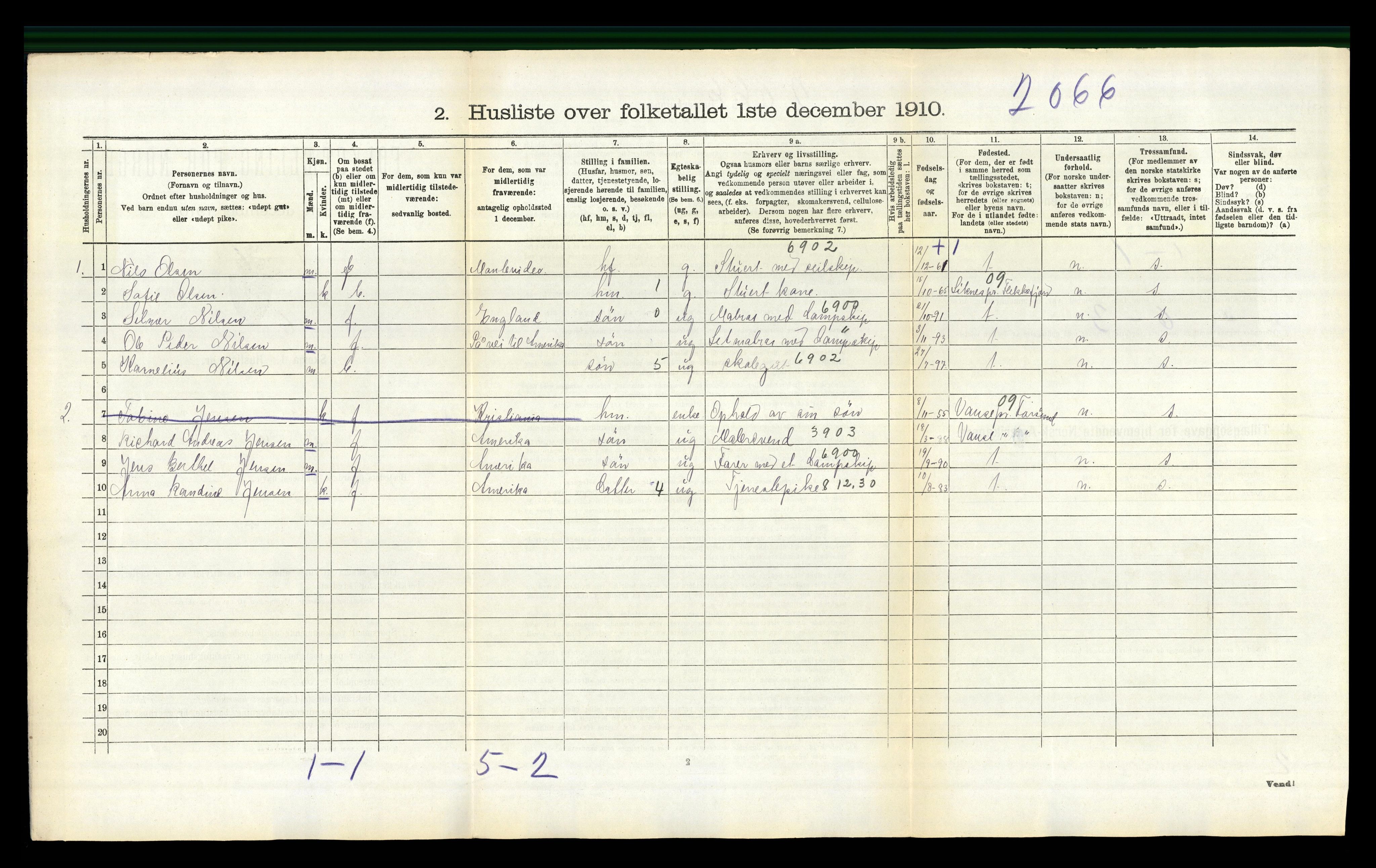 RA, 1910 census for Flosta, 1910, p. 184