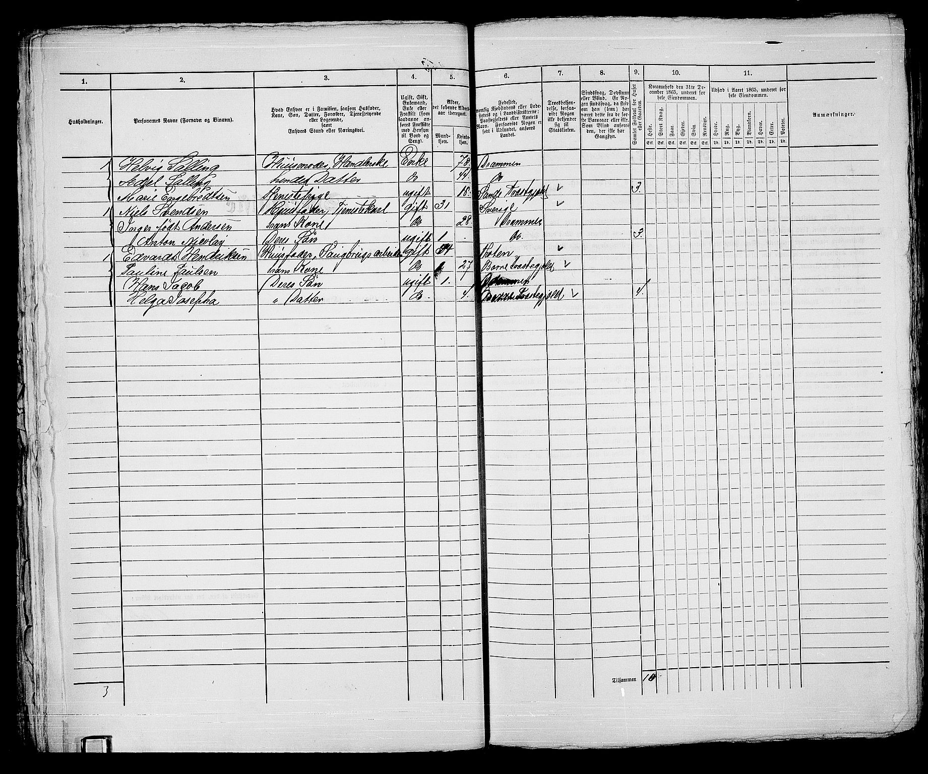 RA, 1865 census for Strømsø in Drammen, 1865, p. 673