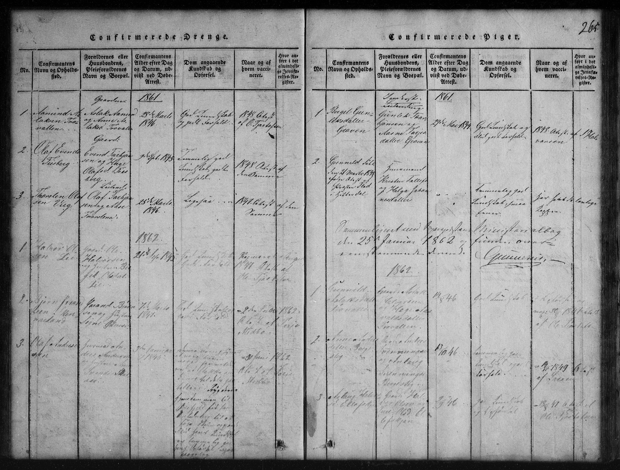 Rauland kirkebøker, SAKO/A-292/G/Gb/L0001: Parish register (copy) no. II 1, 1815-1886, p. 265
