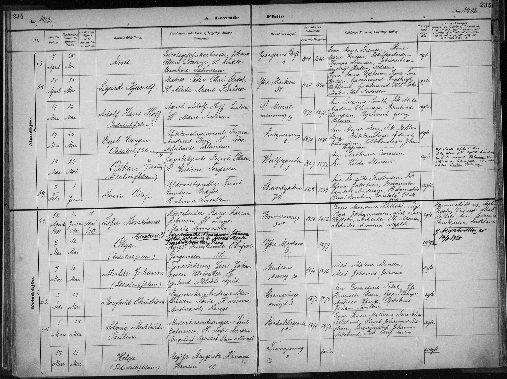 Nykirken Sokneprestembete, SAB/A-77101/H/Haa/L0018: Parish register (official) no. B 6, 1895-1903, p. 234
