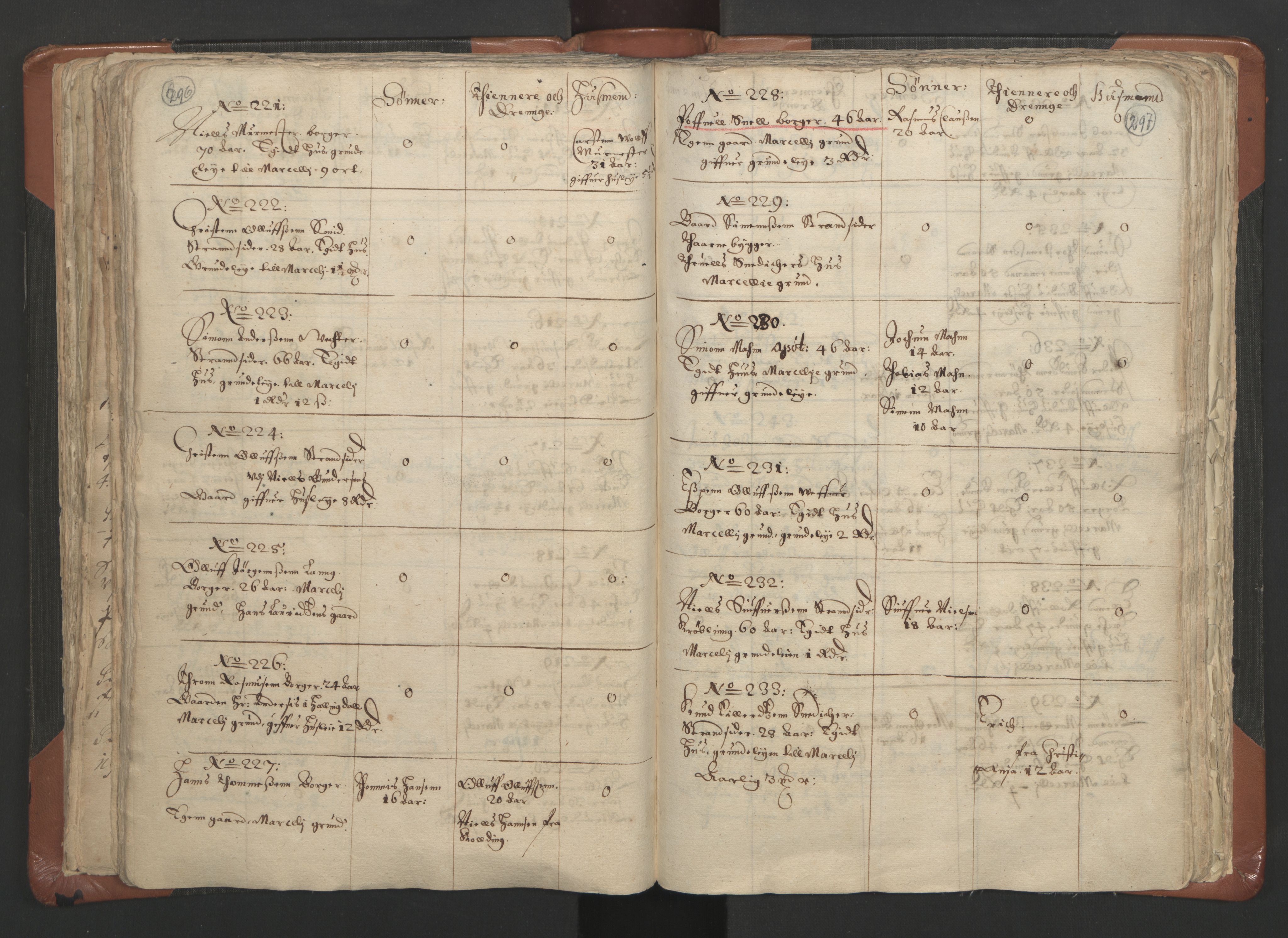 RA, Vicar's Census 1664-1666, no. 9: Bragernes deanery, 1664-1666, p. 296-297