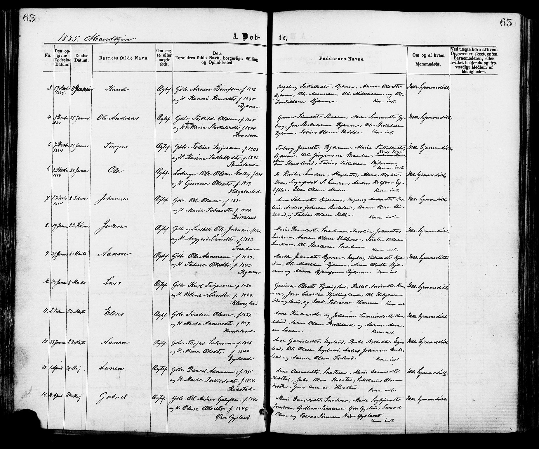 Hægebostad sokneprestkontor, AV/SAK-1111-0024/F/Fa/Faa/L0005: Parish register (official) no. A 5, 1864-1886, p. 63