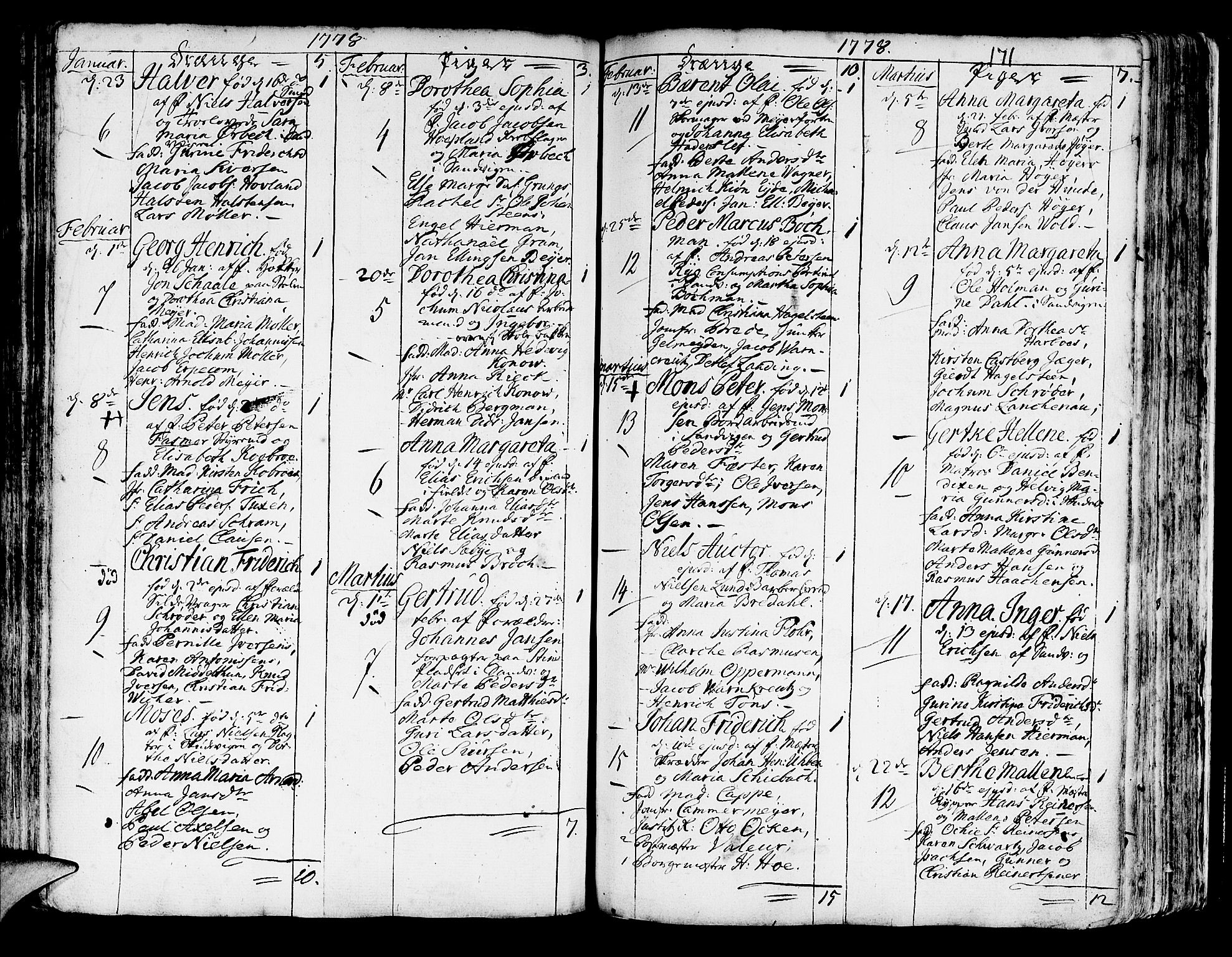 Korskirken sokneprestembete, AV/SAB-A-76101/H/Haa/L0005: Parish register (official) no. A 5, 1751-1789, p. 171