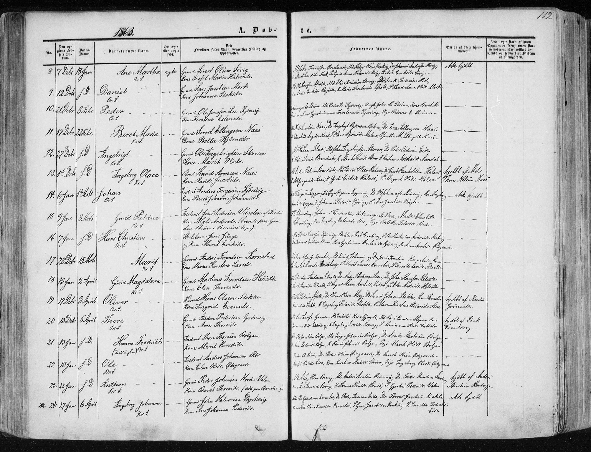 Ministerialprotokoller, klokkerbøker og fødselsregistre - Møre og Romsdal, AV/SAT-A-1454/568/L0804: Parish register (official) no. 568A11, 1854-1868, p. 112