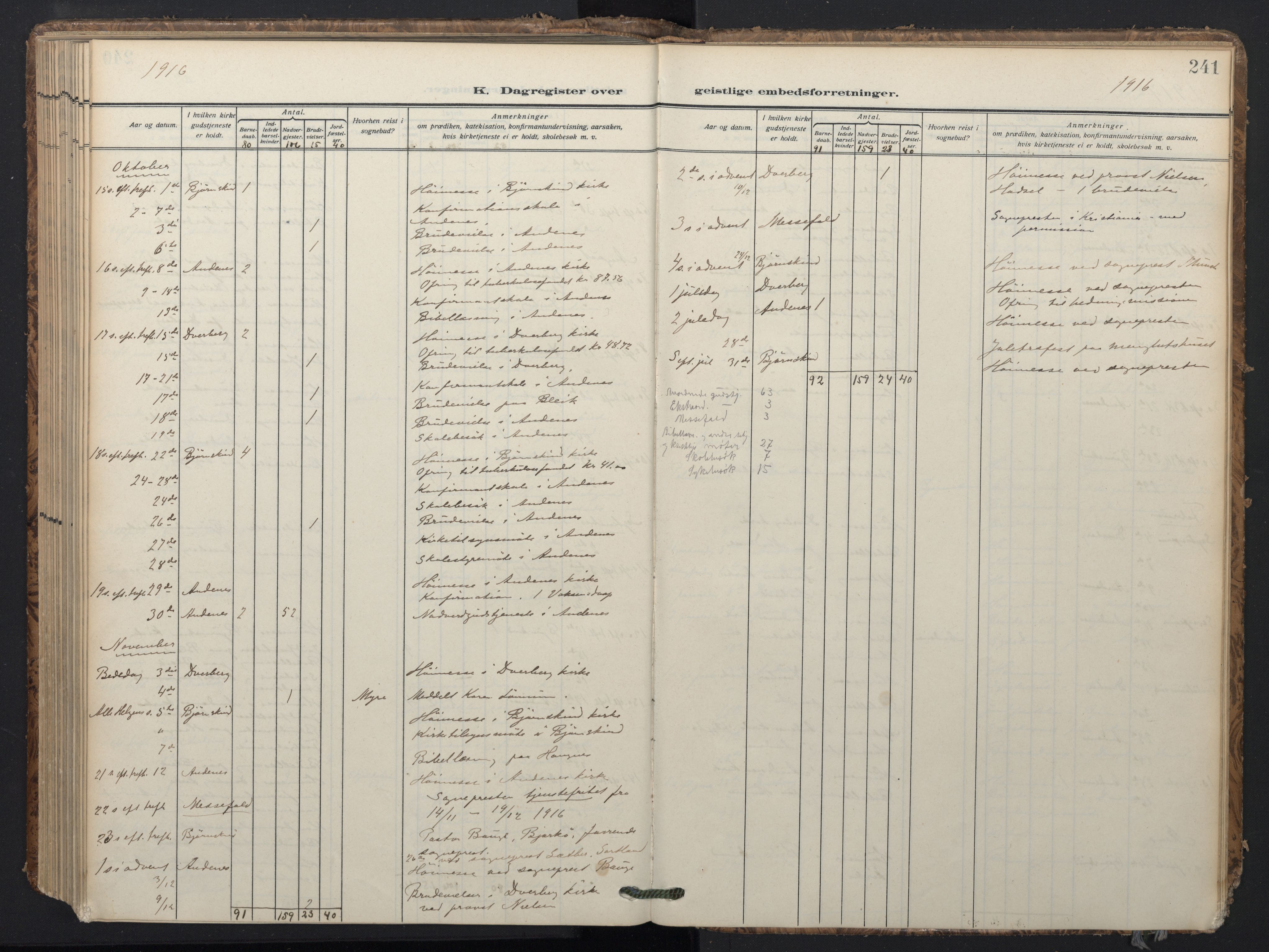 Ministerialprotokoller, klokkerbøker og fødselsregistre - Nordland, SAT/A-1459/897/L1401: Parish register (official) no. 897A08, 1909-1921, p. 241