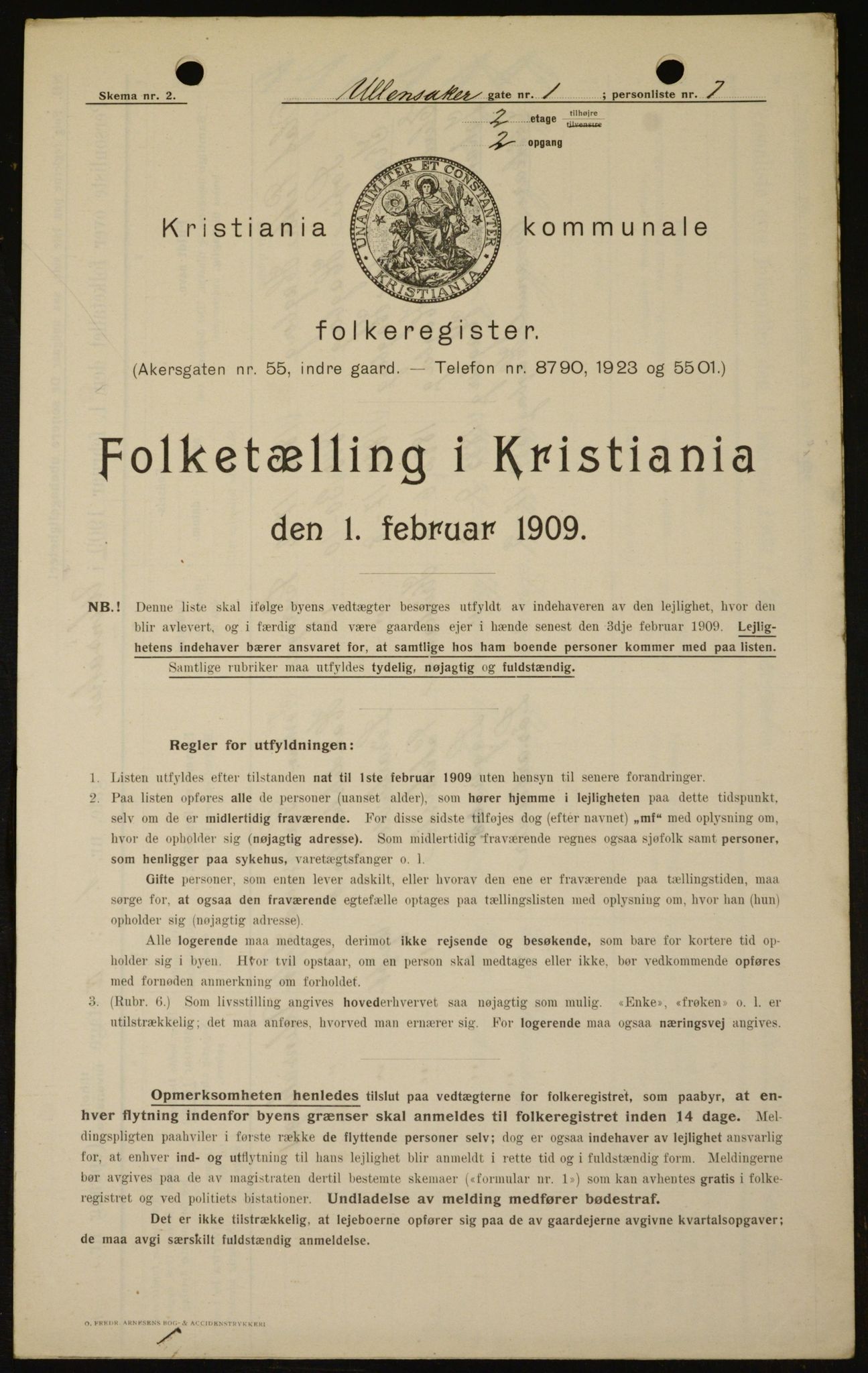 OBA, Municipal Census 1909 for Kristiania, 1909, p. 107615