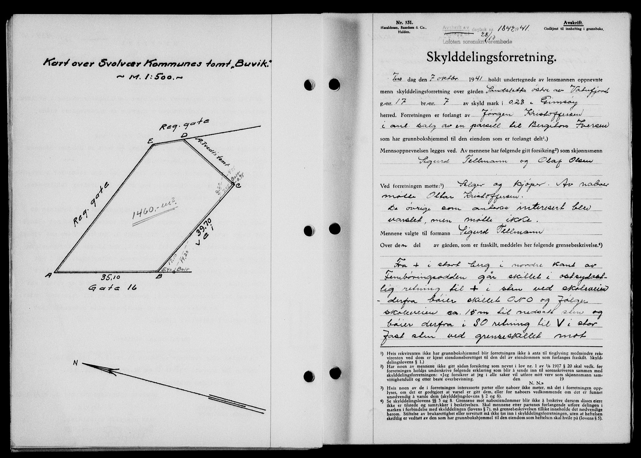 Lofoten sorenskriveri, SAT/A-0017/1/2/2C/L0009a: Mortgage book no. 9a, 1941-1942, Diary no: : 1842/1941