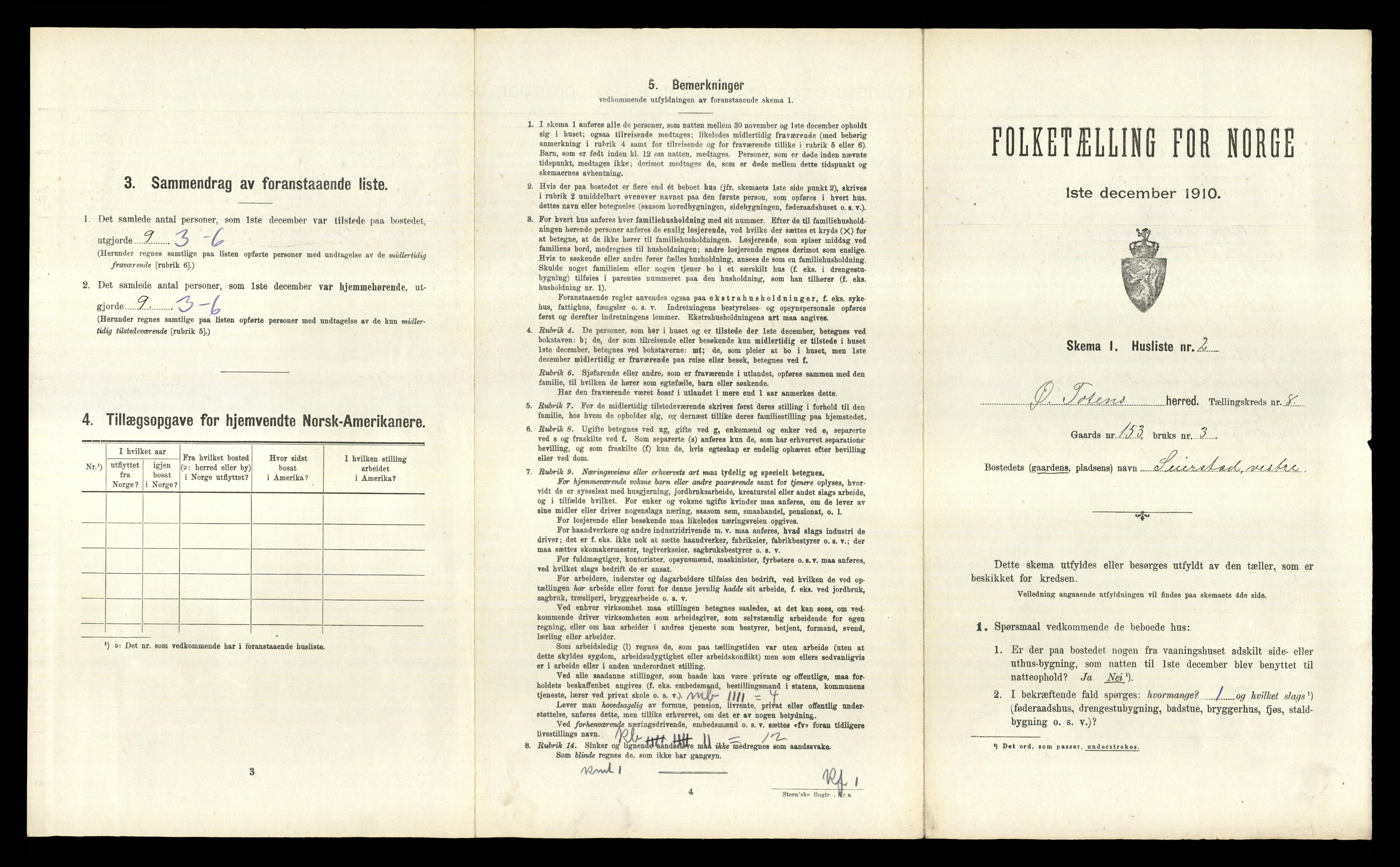 RA, 1910 census for Østre Toten, 1910, p. 2319