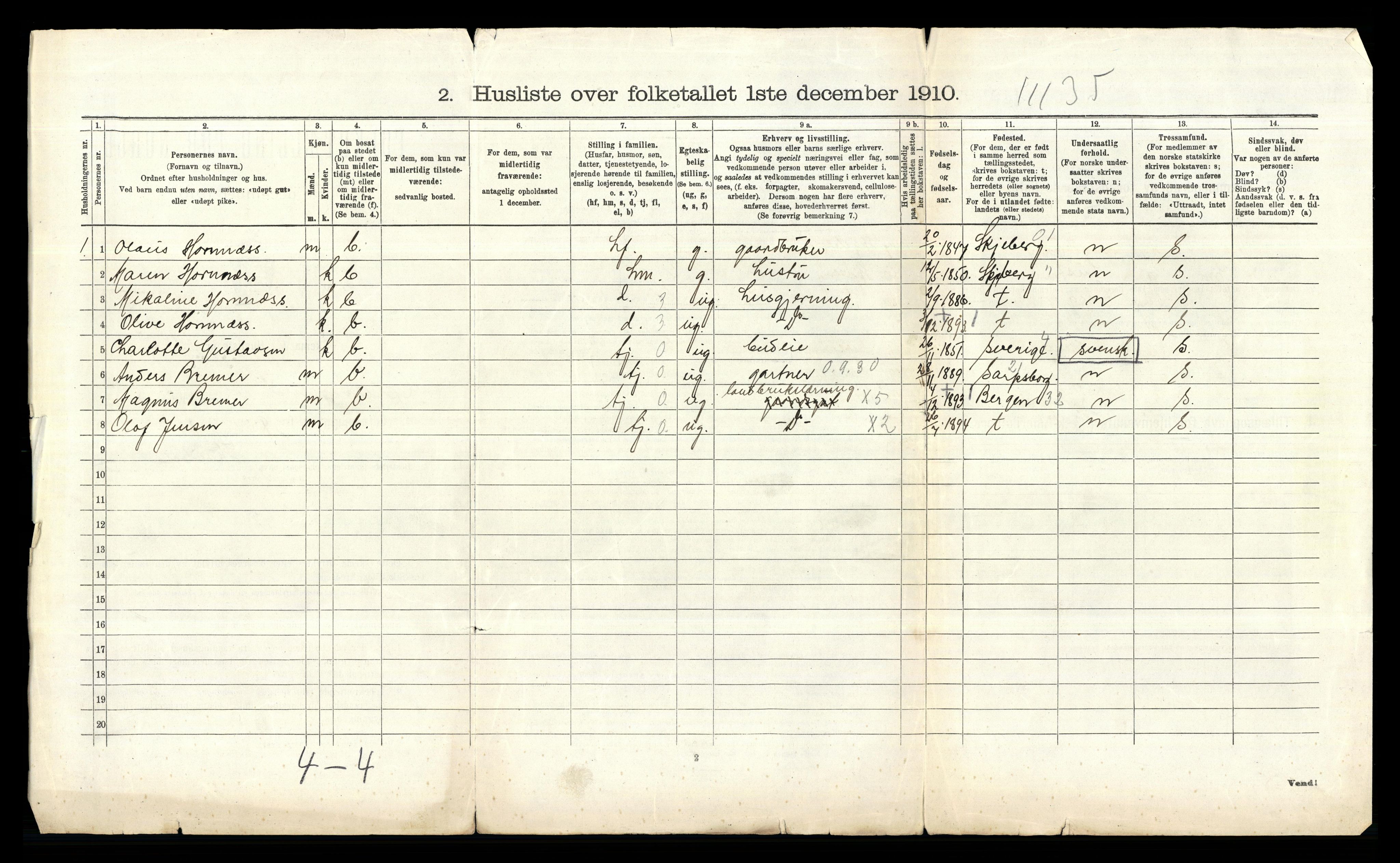 RA, 1910 census for Glemmen, 1910, p. 449