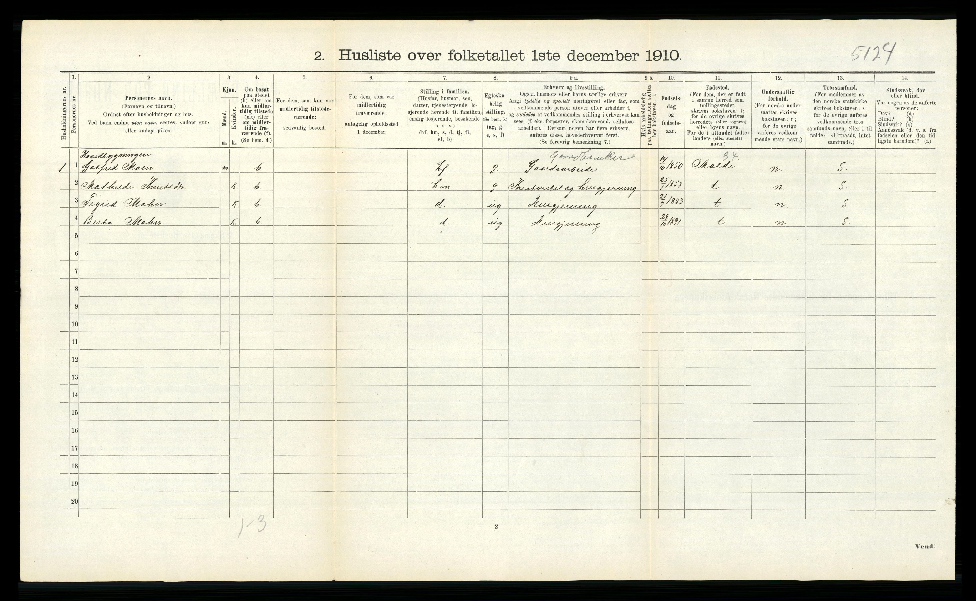 RA, 1910 census for Bolsøy, 1910, p. 58