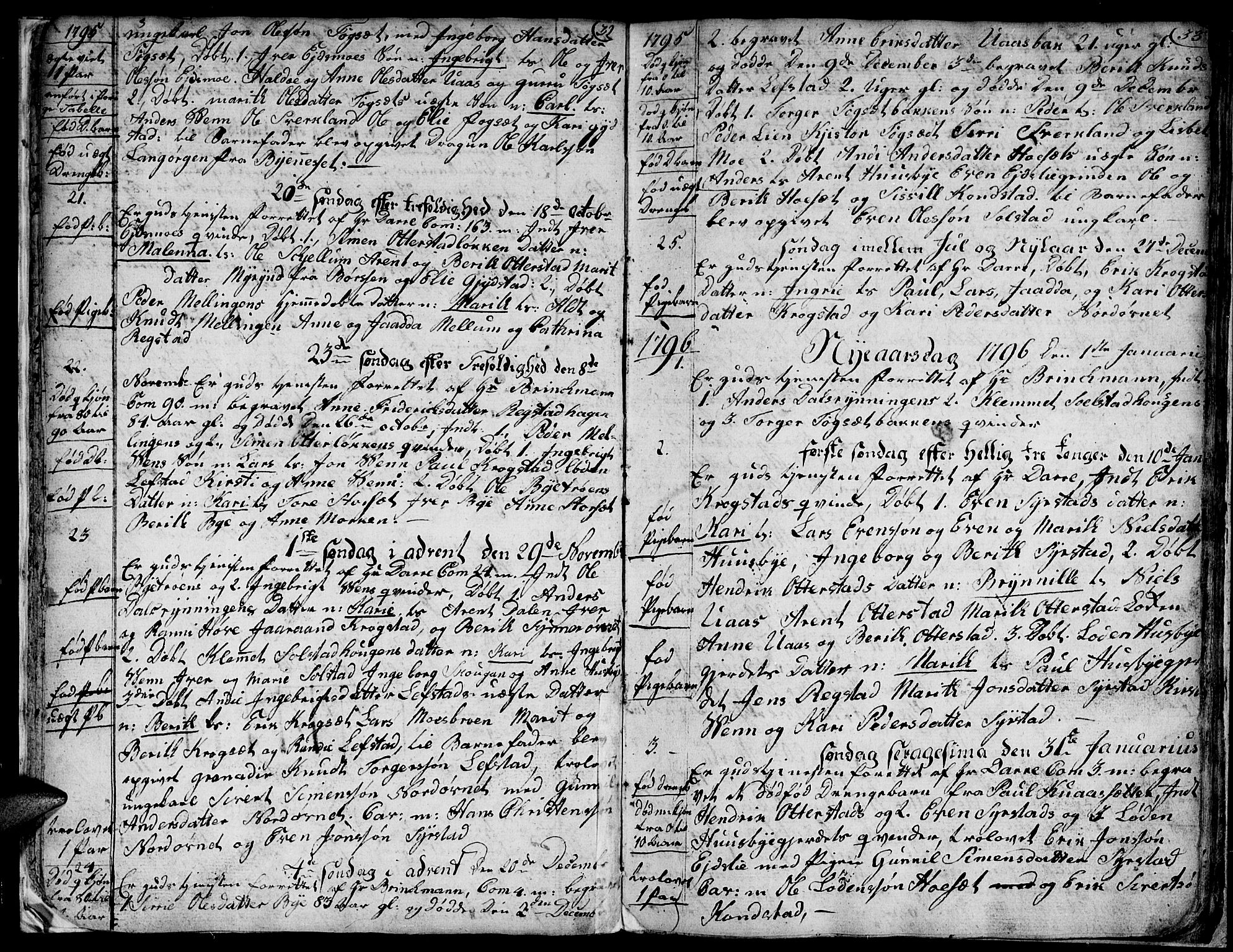 Ministerialprotokoller, klokkerbøker og fødselsregistre - Sør-Trøndelag, SAT/A-1456/667/L0794: Parish register (official) no. 667A02, 1791-1816, p. 32-33
