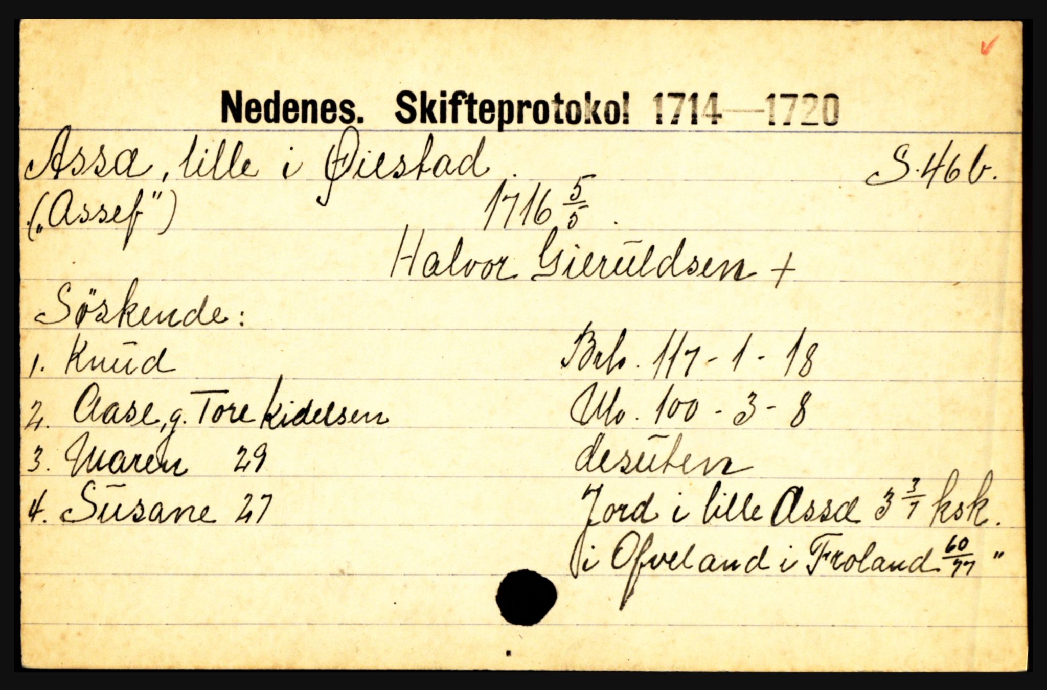 Nedenes sorenskriveri før 1824, AV/SAK-1221-0007/H, p. 1241