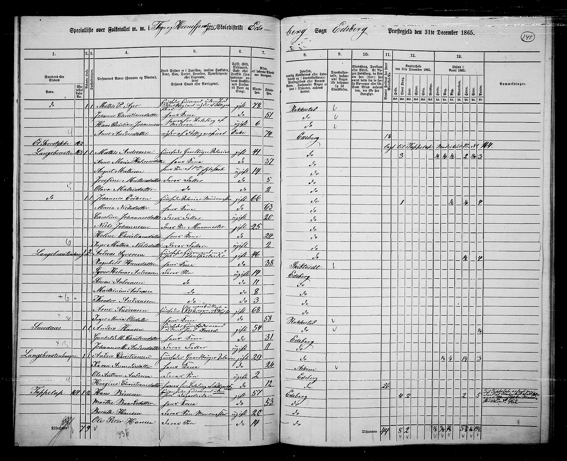 RA, 1865 census for Eidsberg, 1865, p. 132