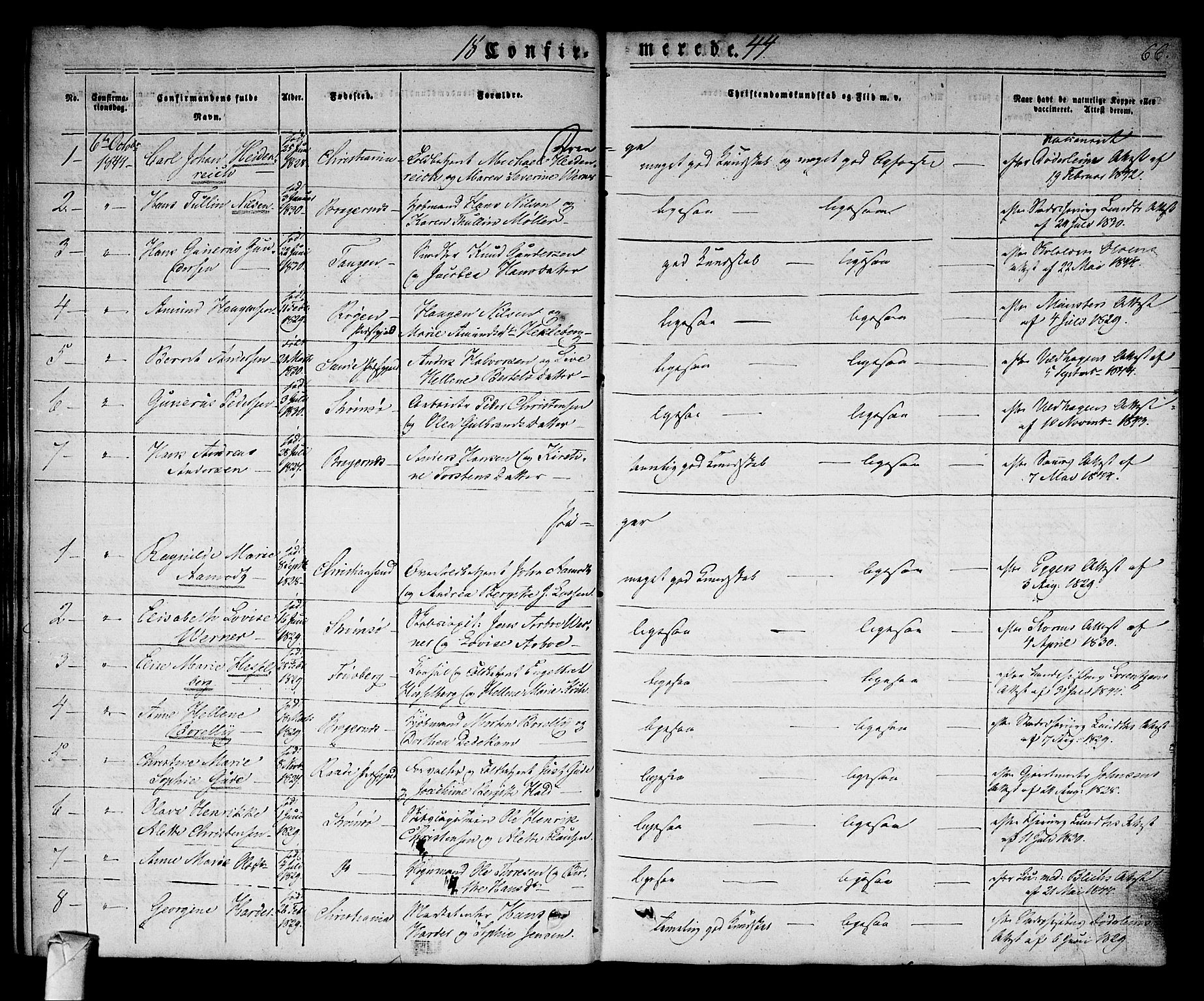 Strømsø kirkebøker, AV/SAKO-A-246/F/Fa/L0013: Parish register (official) no. I 13, 1830-1847, p. 66