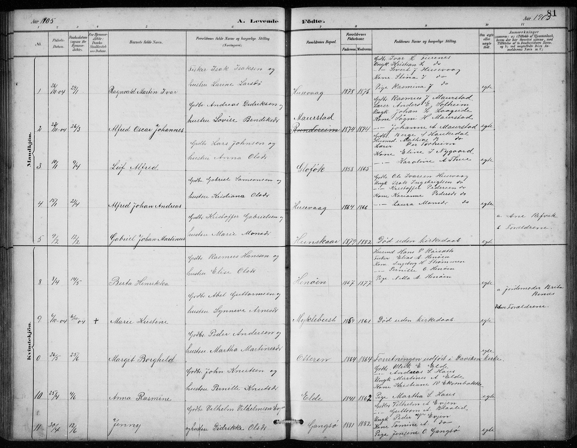 Davik sokneprestembete, AV/SAB-A-79701/H/Hab/Habc/L0002: Parish register (copy) no. C 2, 1889-1906, p. 81