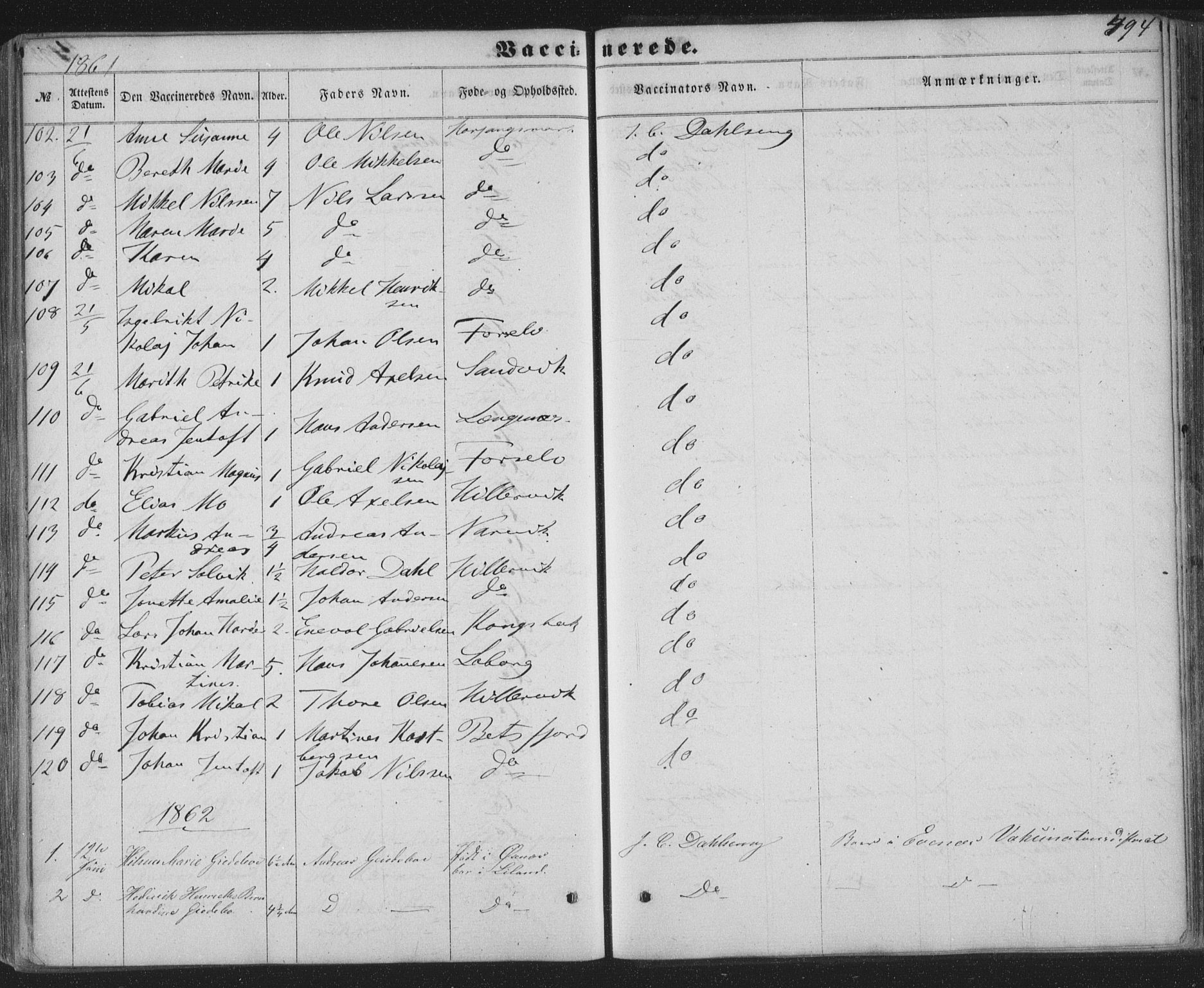 Ministerialprotokoller, klokkerbøker og fødselsregistre - Nordland, SAT/A-1459/863/L0896: Parish register (official) no. 863A08, 1861-1871, p. 494