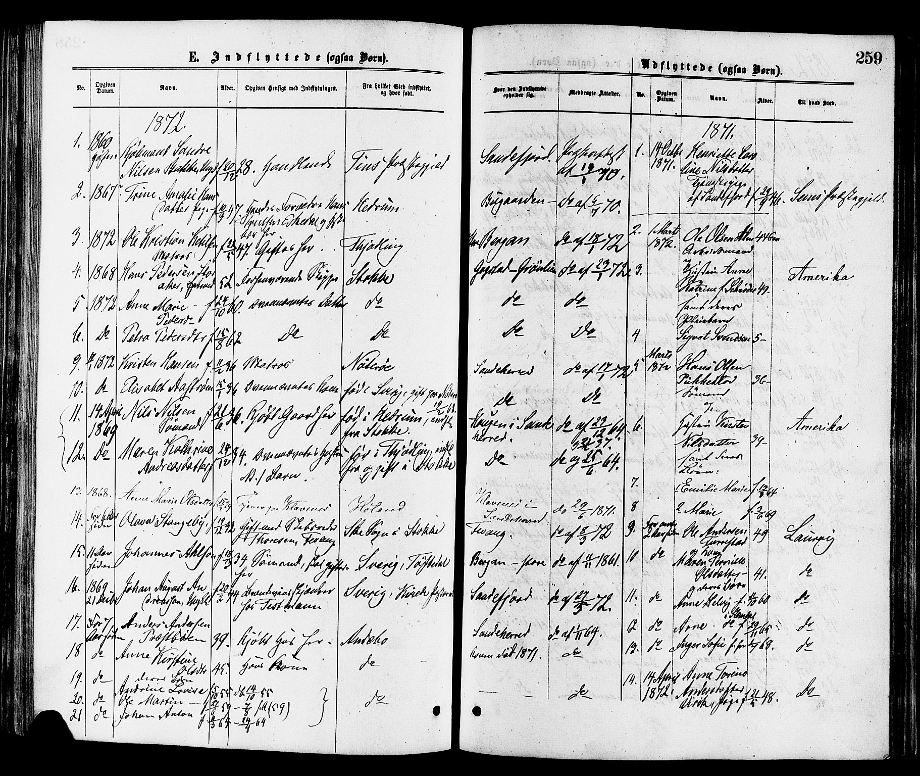 Sandar kirkebøker, SAKO/A-243/F/Fa/L0011: Parish register (official) no. 11, 1872-1882, p. 259