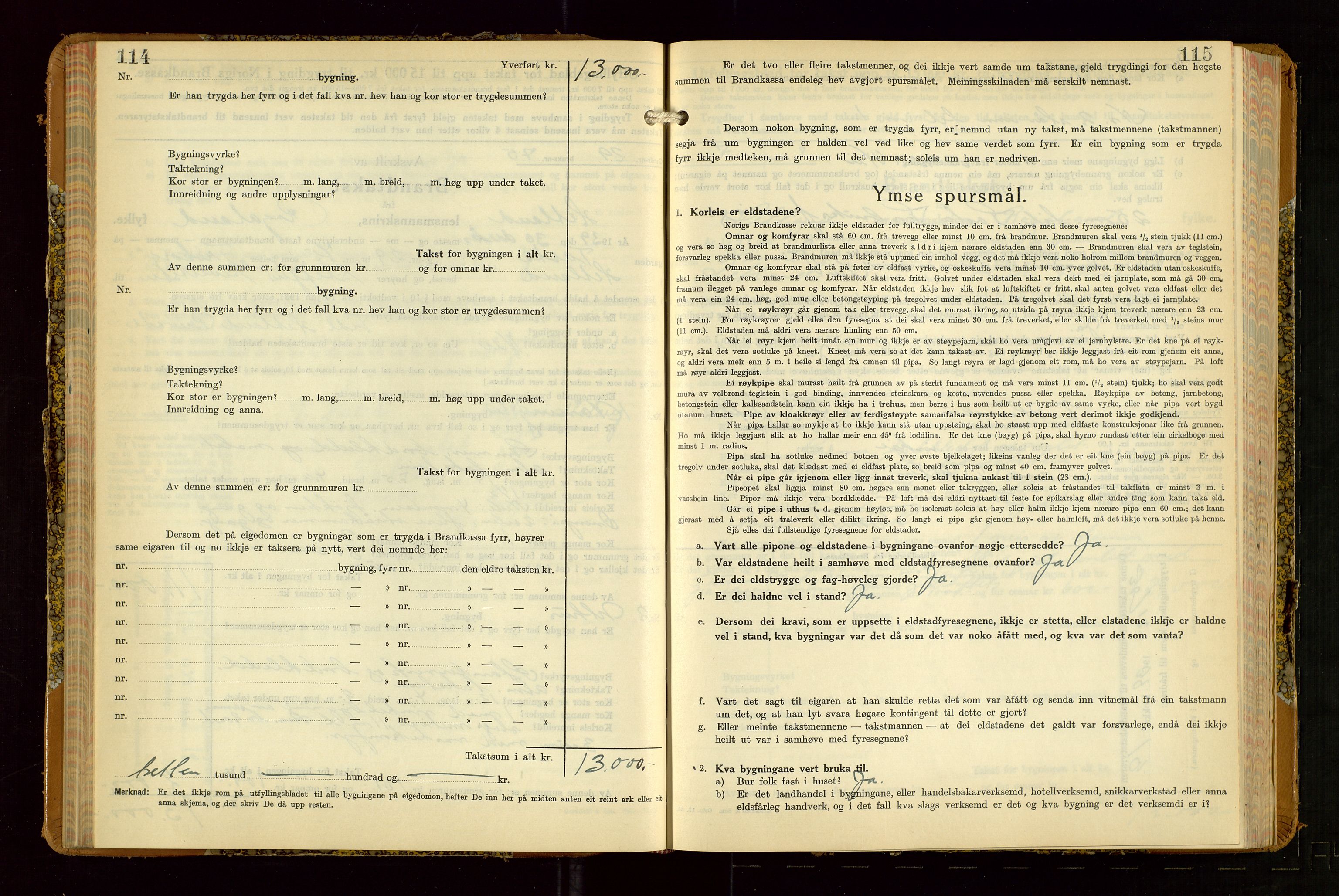 Hetland lensmannskontor, SAST/A-100101/Gob/L0007: "Brandtakstbok", 1939-1949, p. 114-115