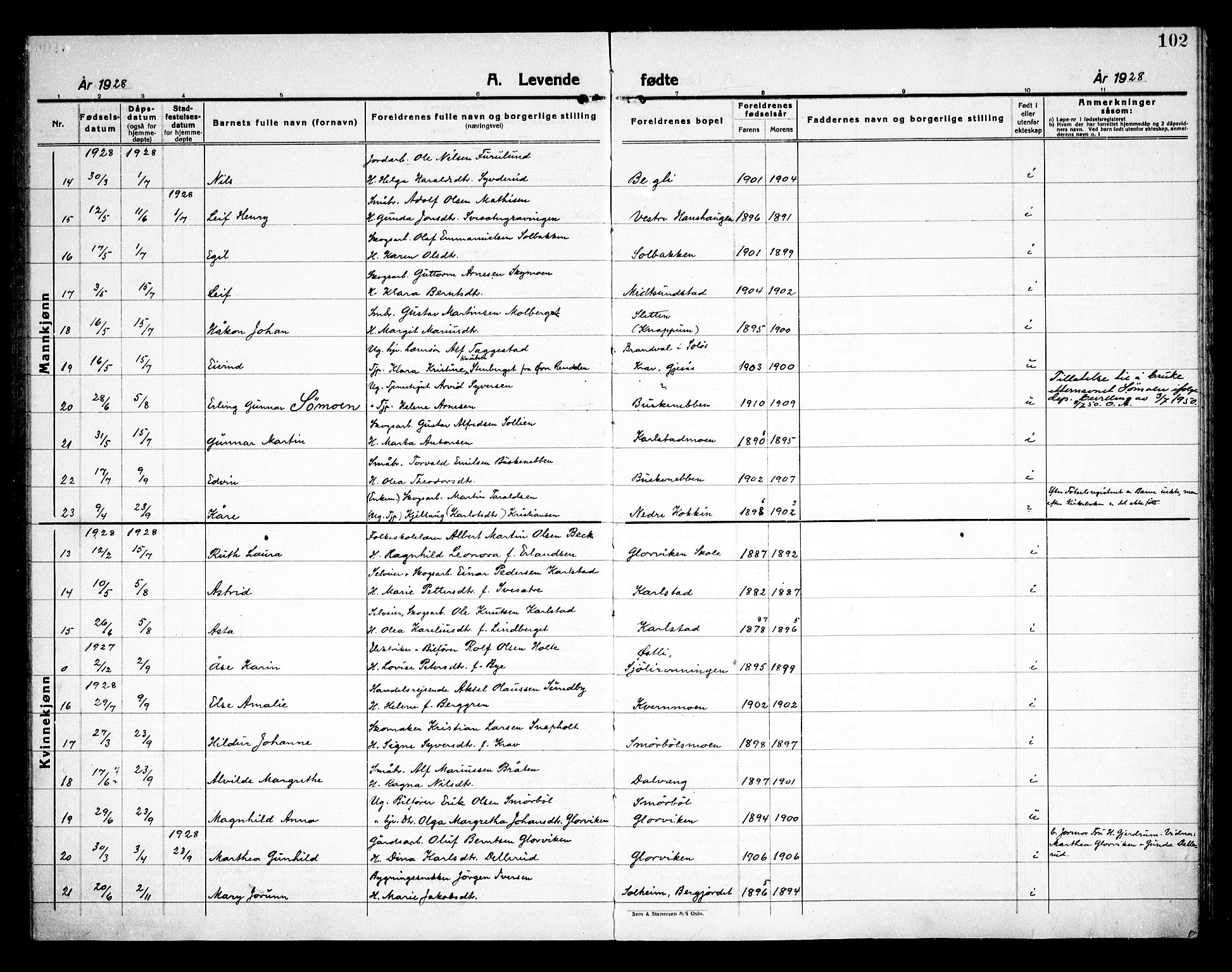 Åsnes prestekontor, AV/SAH-PREST-042/H/Ha/Haa/L0000D: Parish register (official) no. 0B, 1890-1929, p. 102